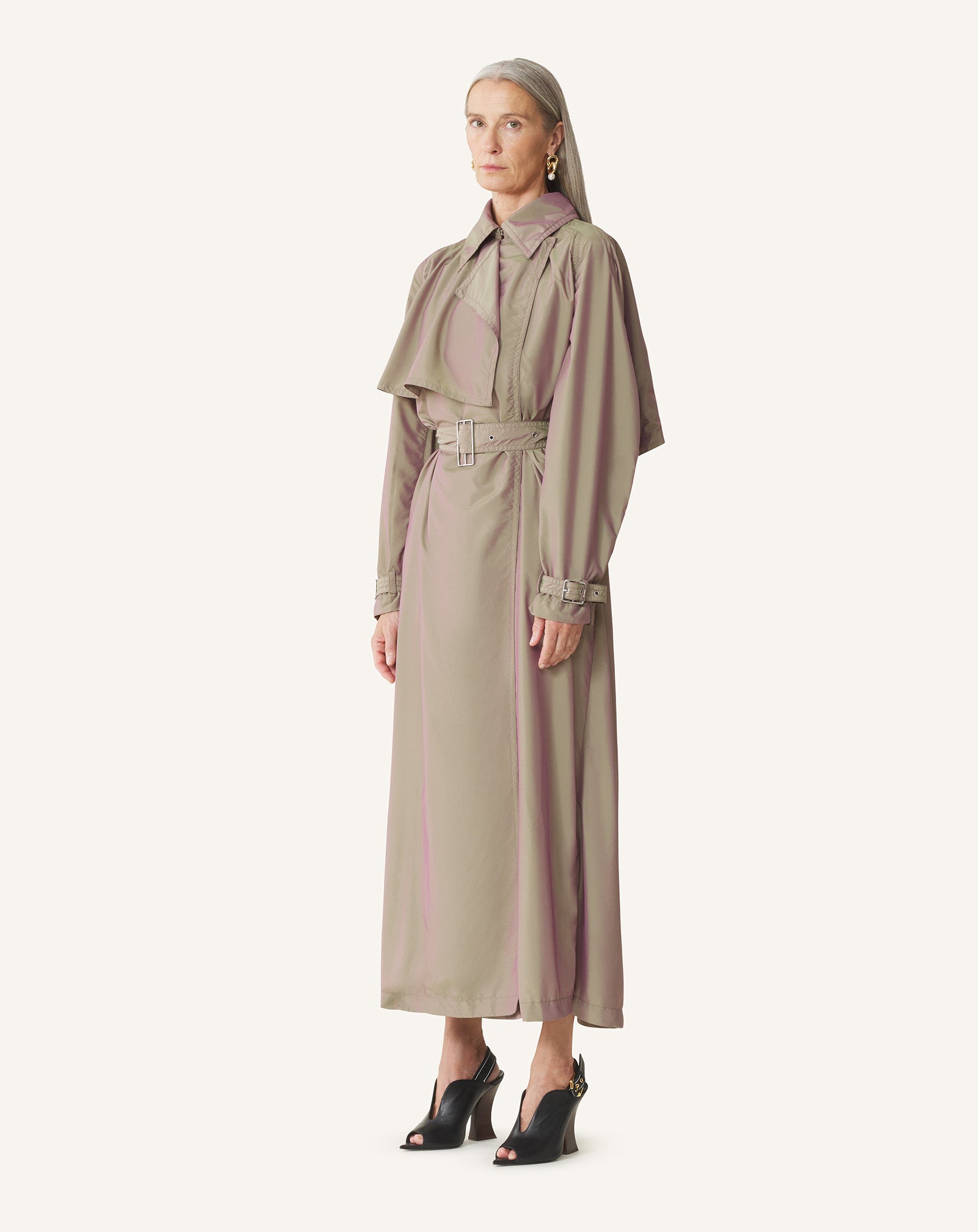 Beige Flowing Taffeta Trench Coat | Lanvin