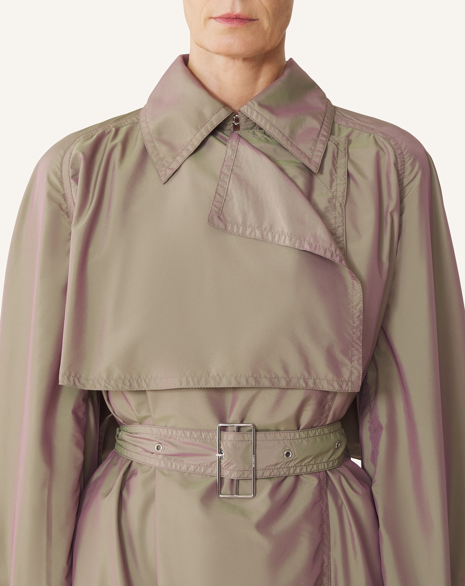 Beige Flowing Taffeta Trench Coat | Lanvin