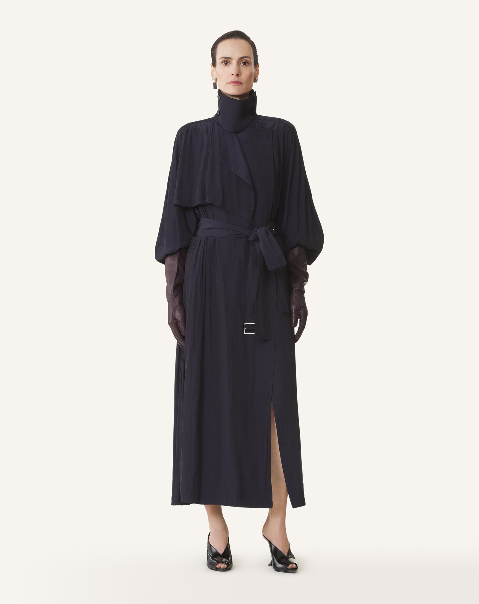 LANVIN Vintage ロングガウンコート　2005s été Blue Trench In Charmeuse | Lanvin