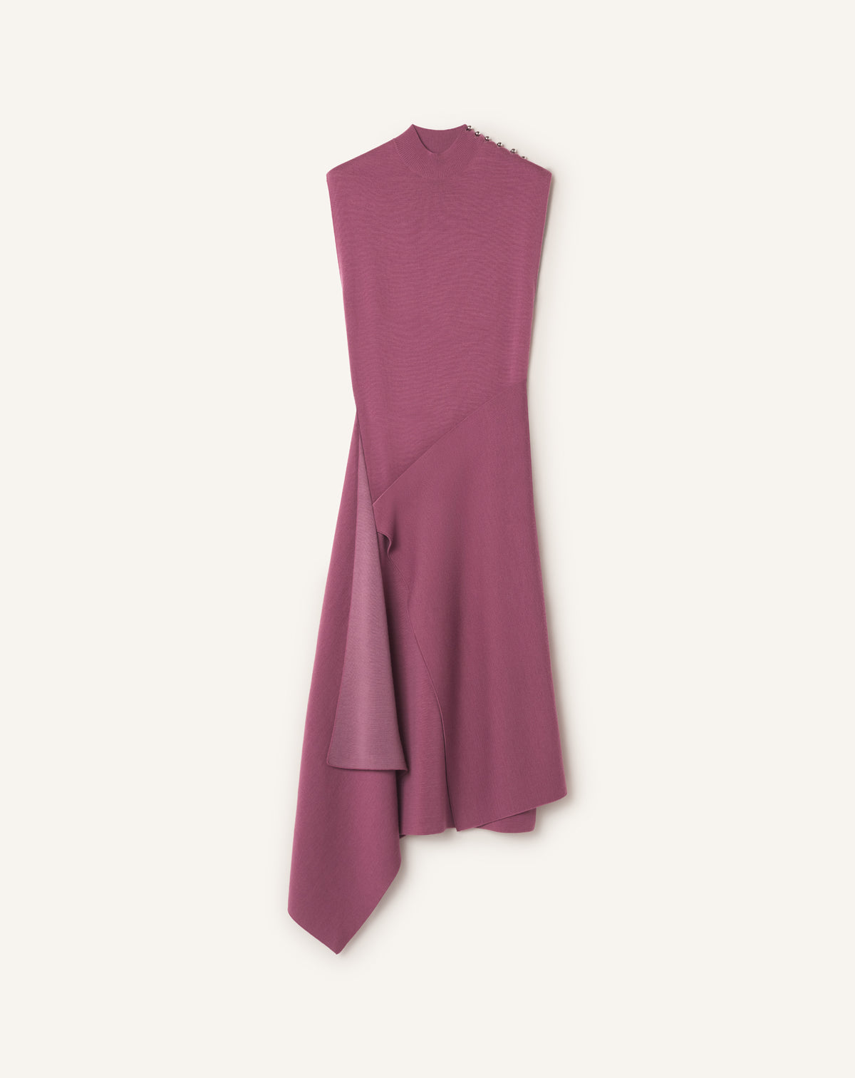 DRAPED HIGH COLLAR DRESS IN WOOL