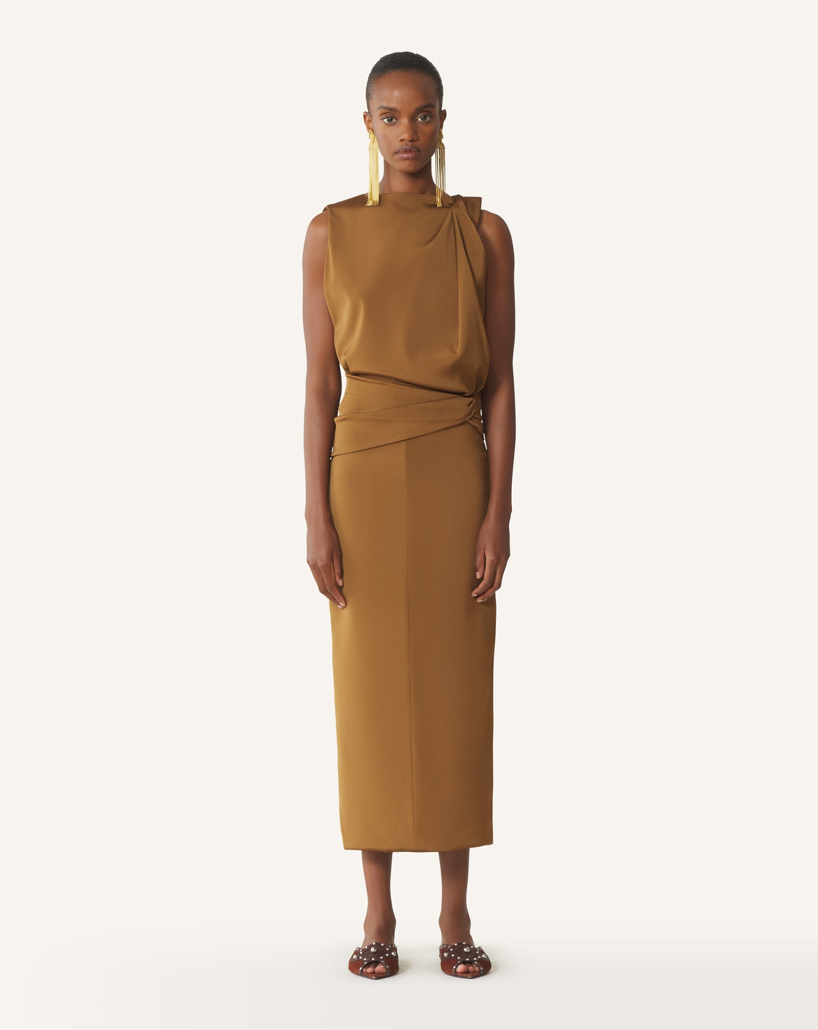 Brown Midi Dress In Viscose | Lanvin