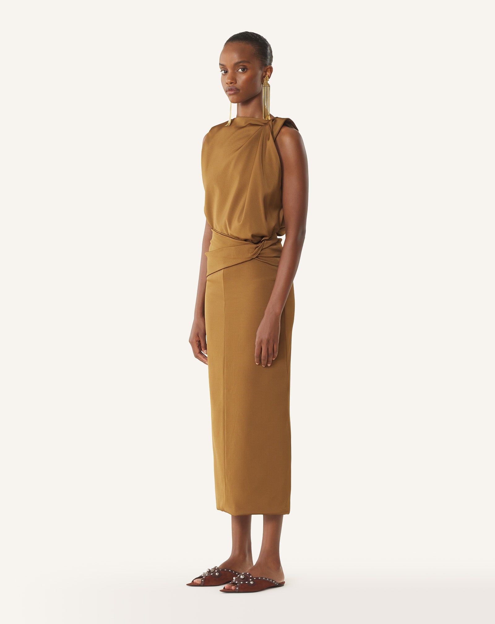 Brown Midi Dress In Viscose | Lanvin