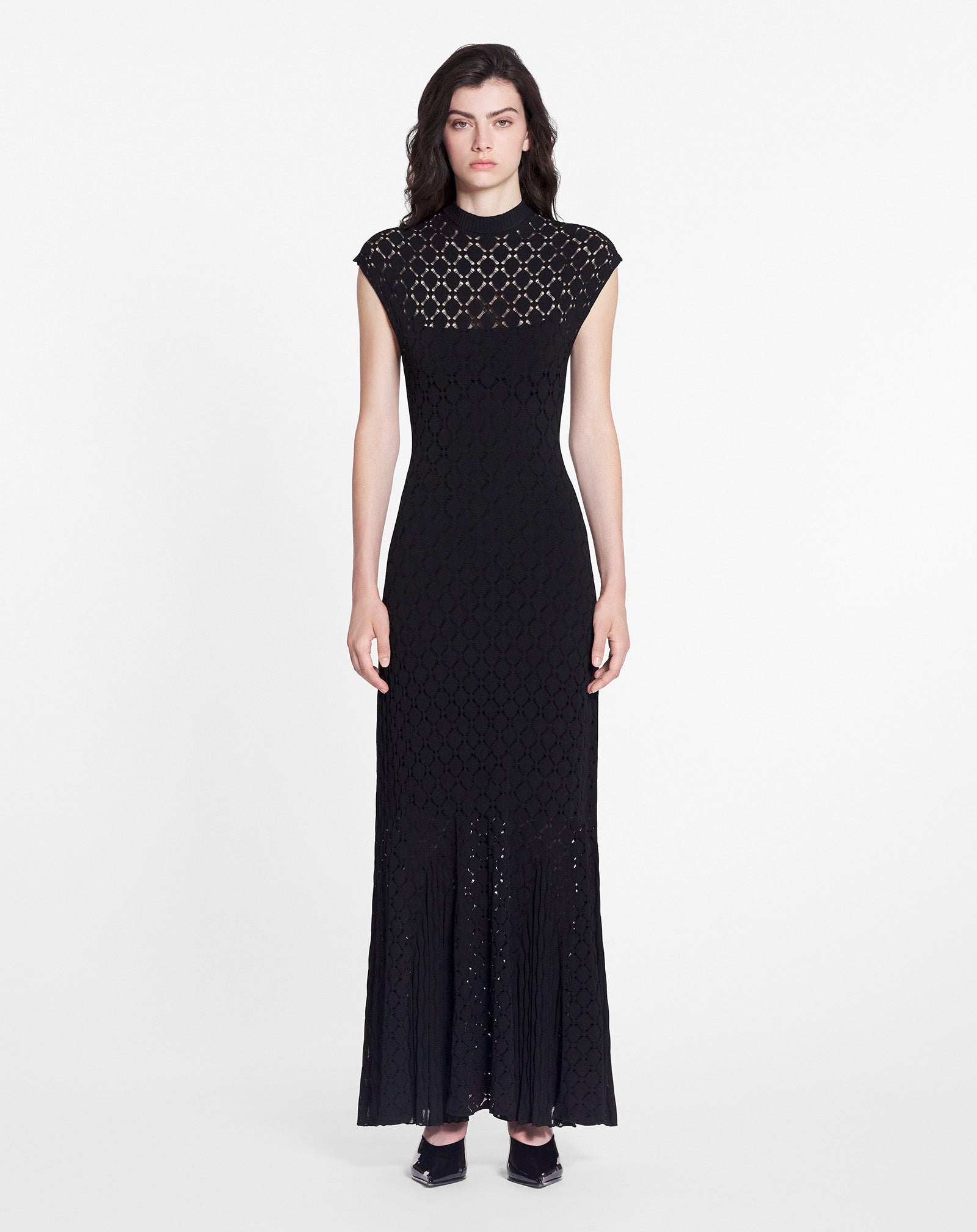 LONG DRESS IN LACE EFFECT KNIT