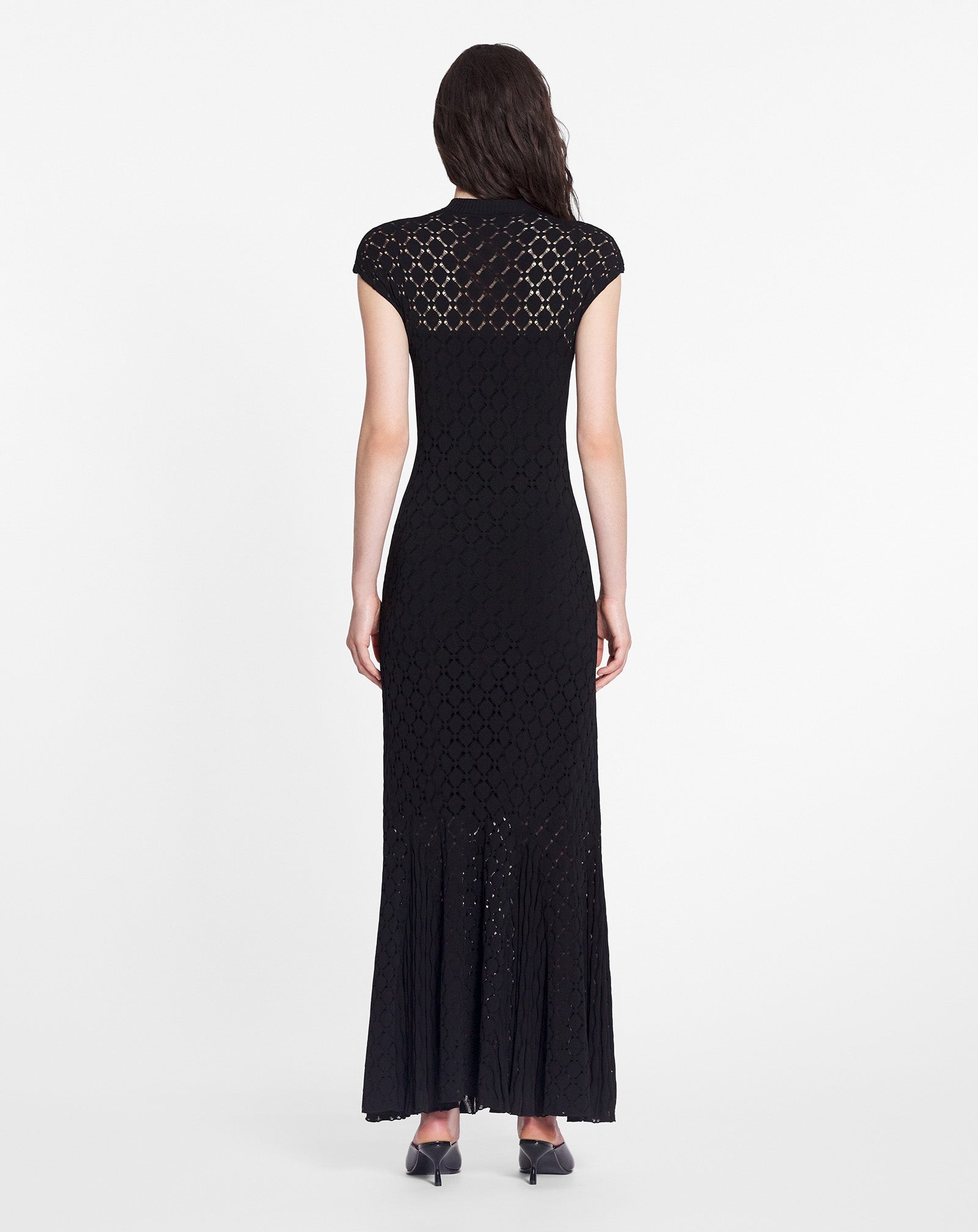 LONG DRESS IN LACE EFFECT KNIT