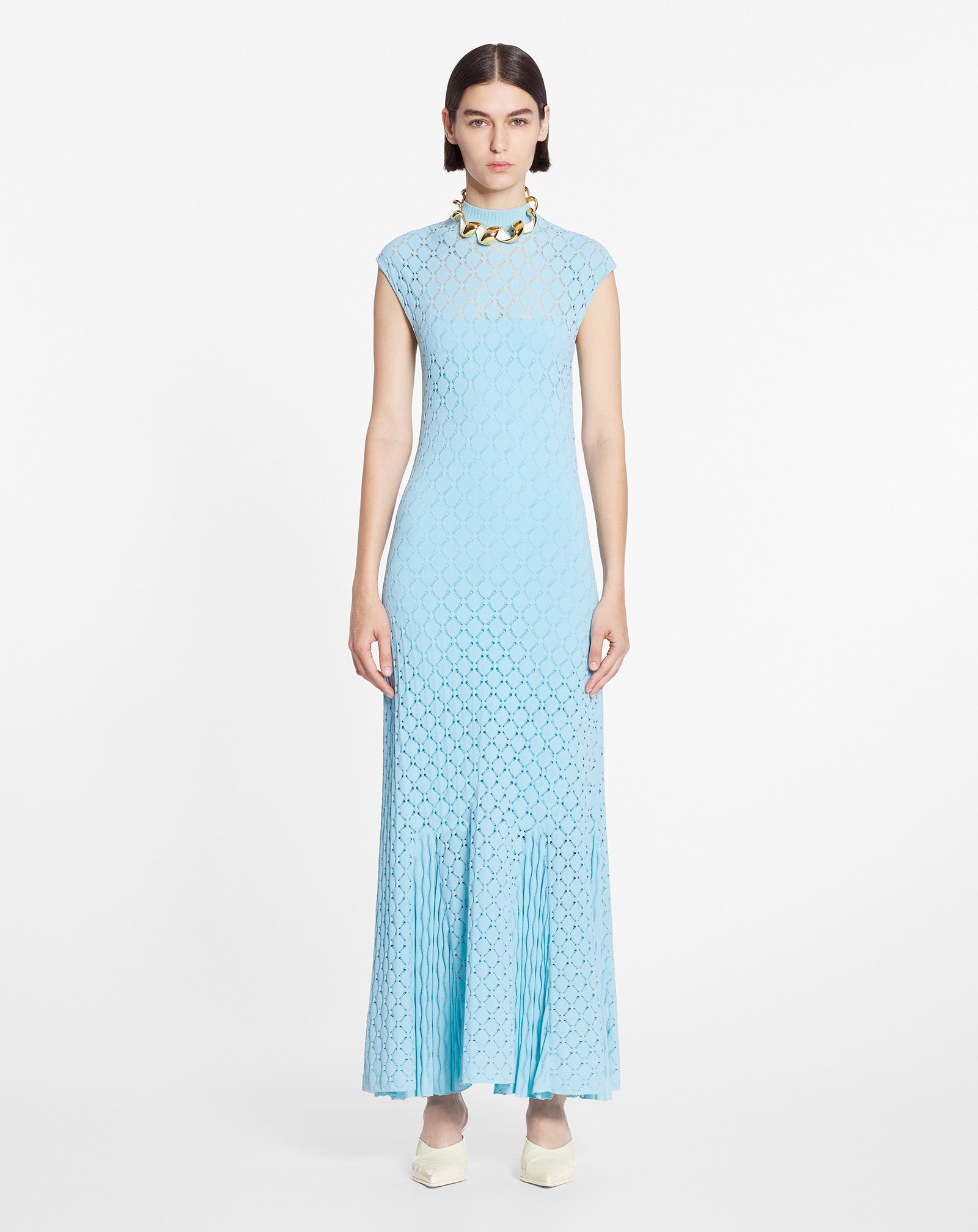 LONG DRESS IN LACE EFFECT KNIT