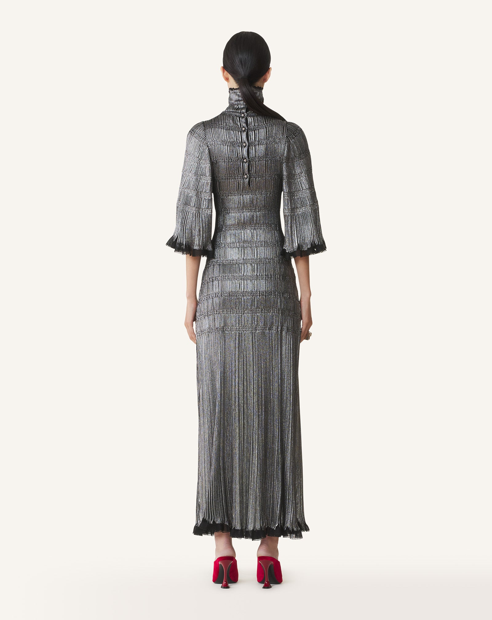 MIDI DRESS IN METALLIC VISCOSE