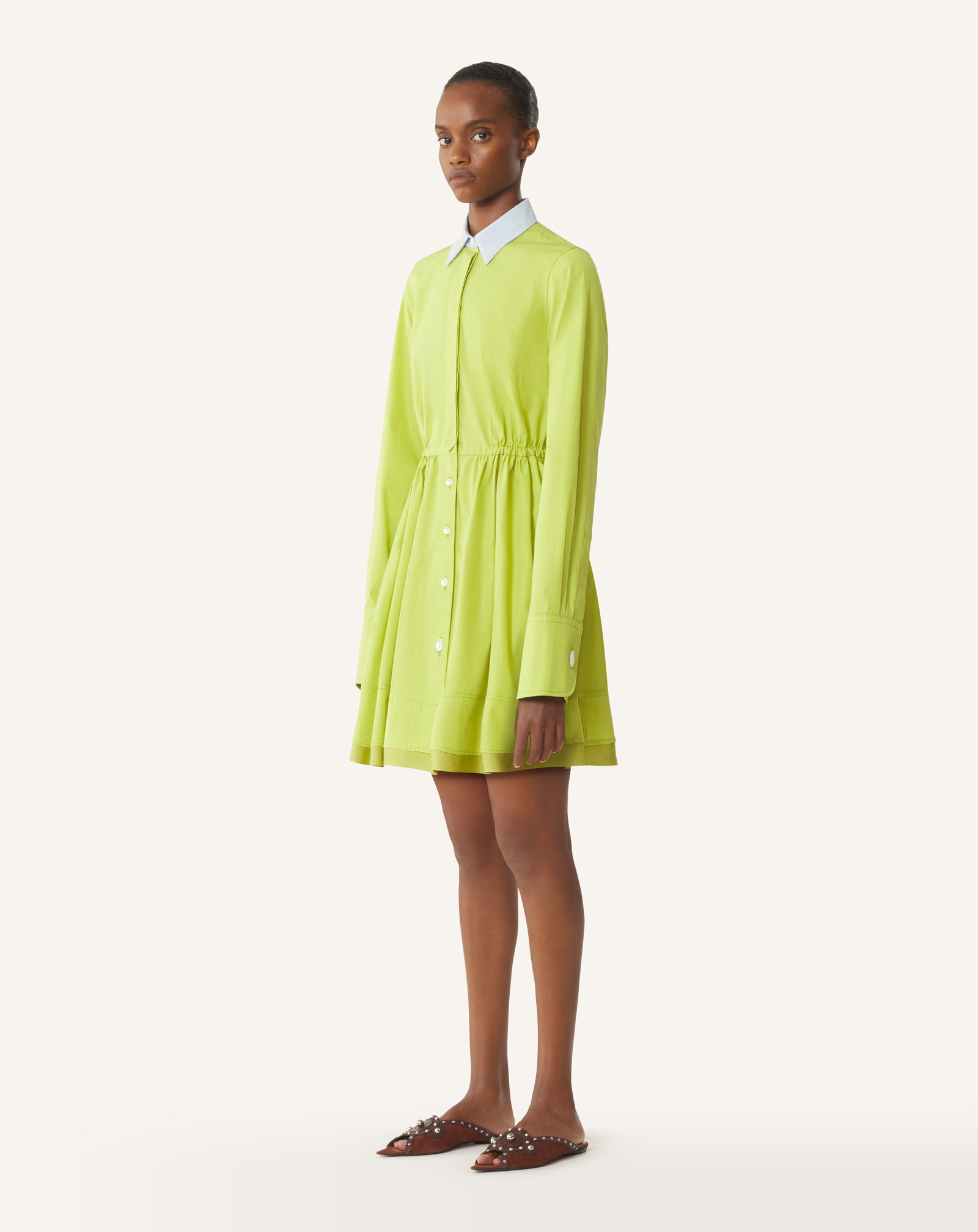 SHORT SHIRT DRESS IN COTTON POPLIN