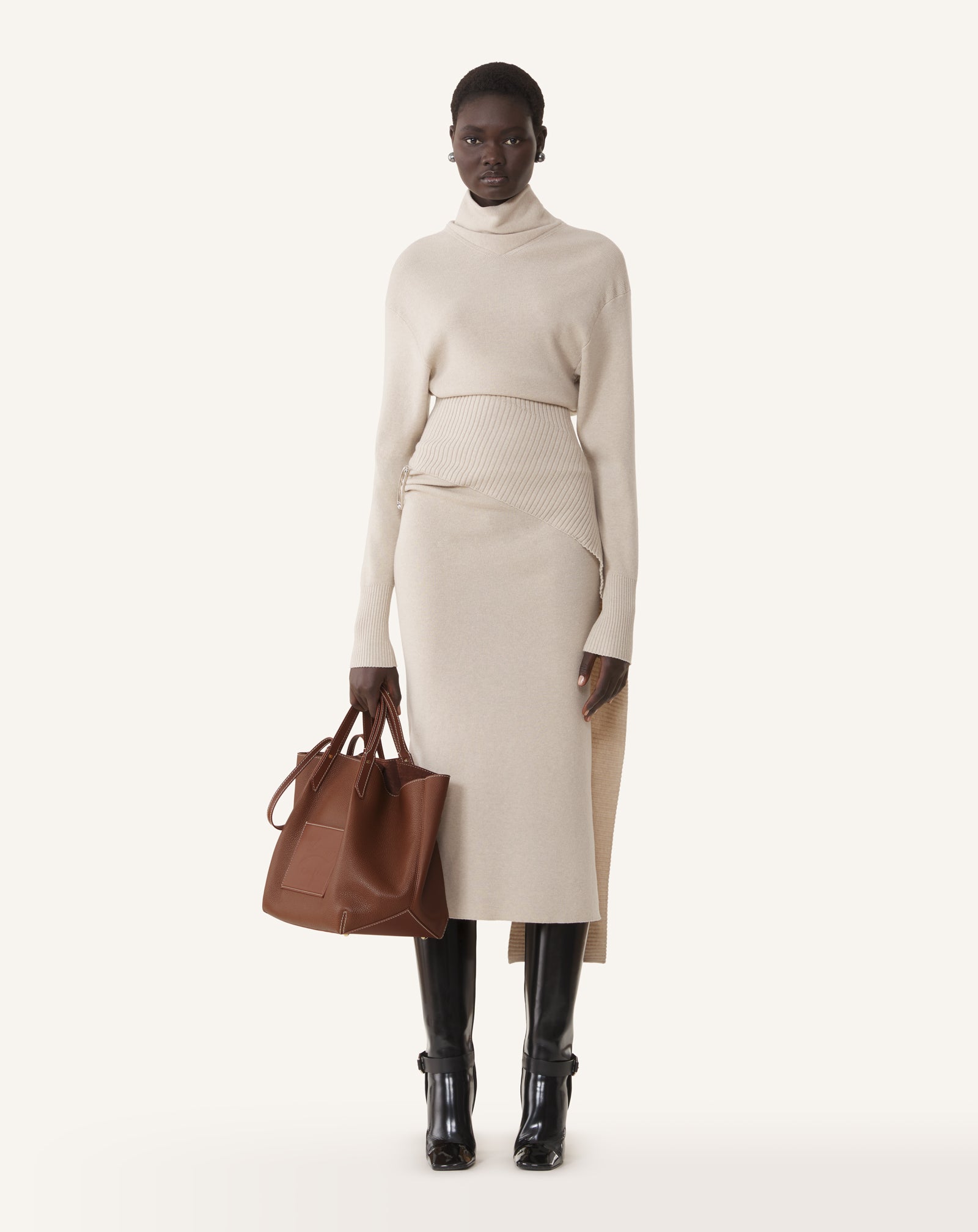 White Wool And Cashmere Midi Dress