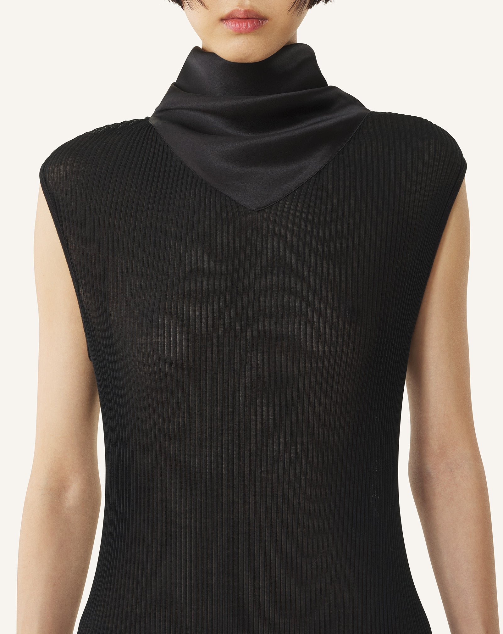 BLACK PLEATED JERSEY DRESS