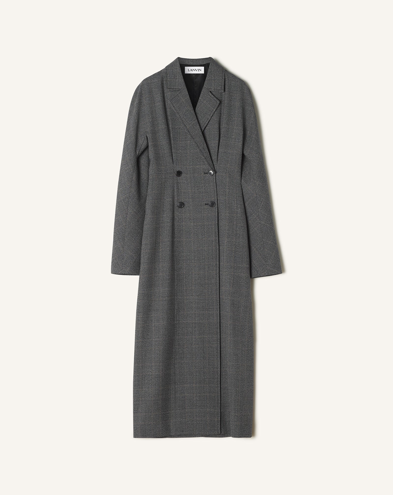 DOUBLE-BREASTED PRINCE OF WALES WOOL DRESS