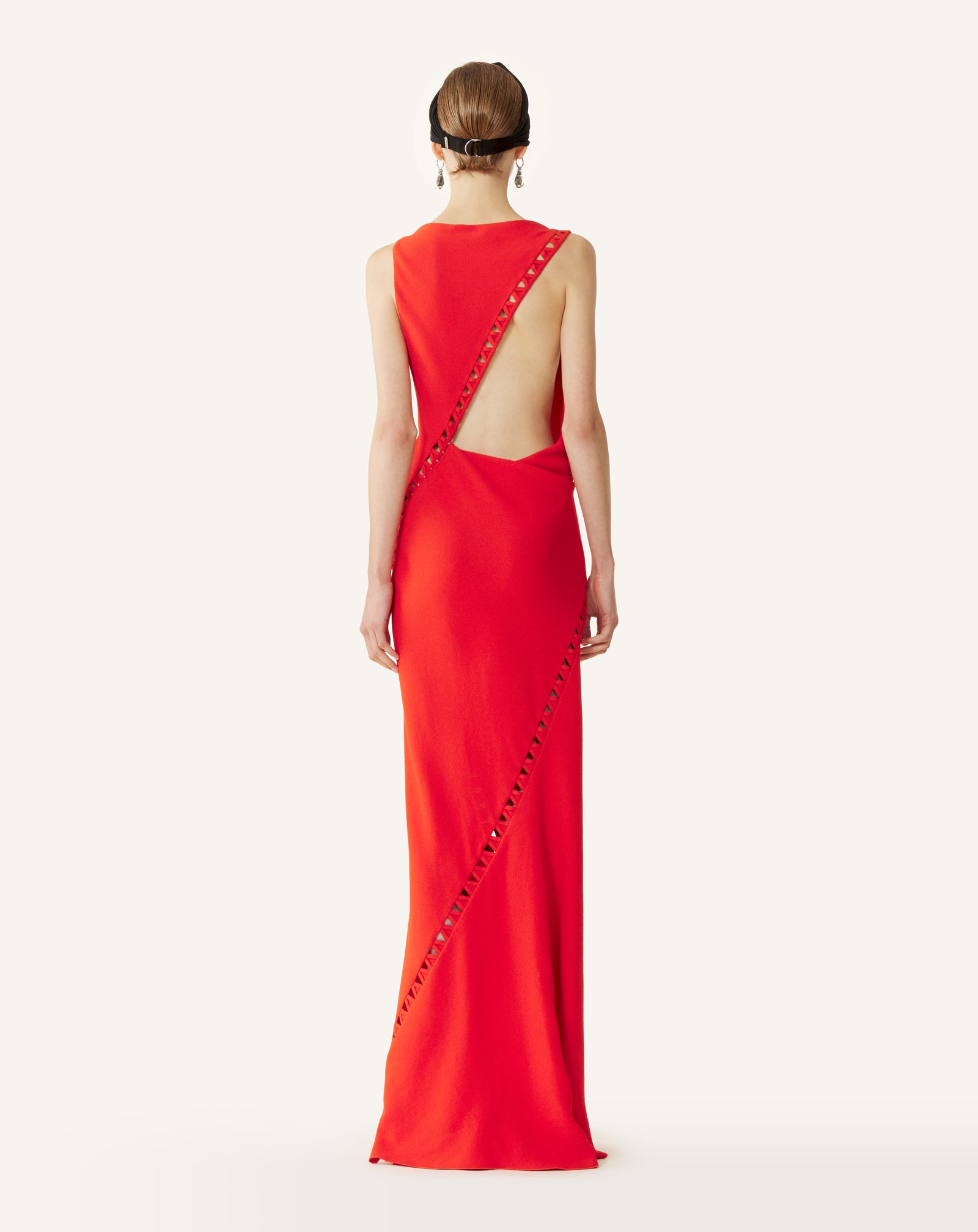 Red Viscose Draped-back Long Dress | Lanvin