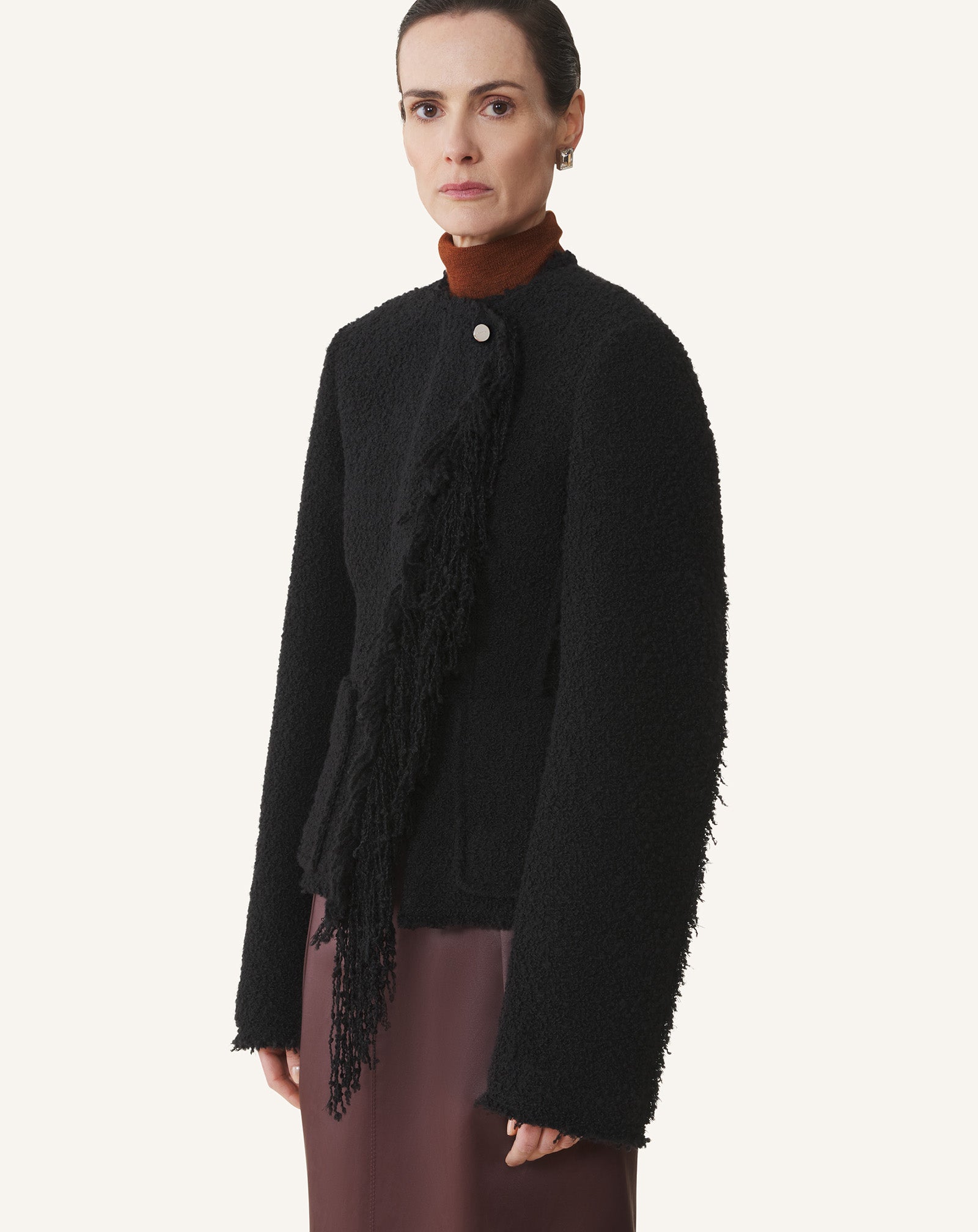 Black Asymmetrical Jacket In Bouclé Wool | Lanvin
