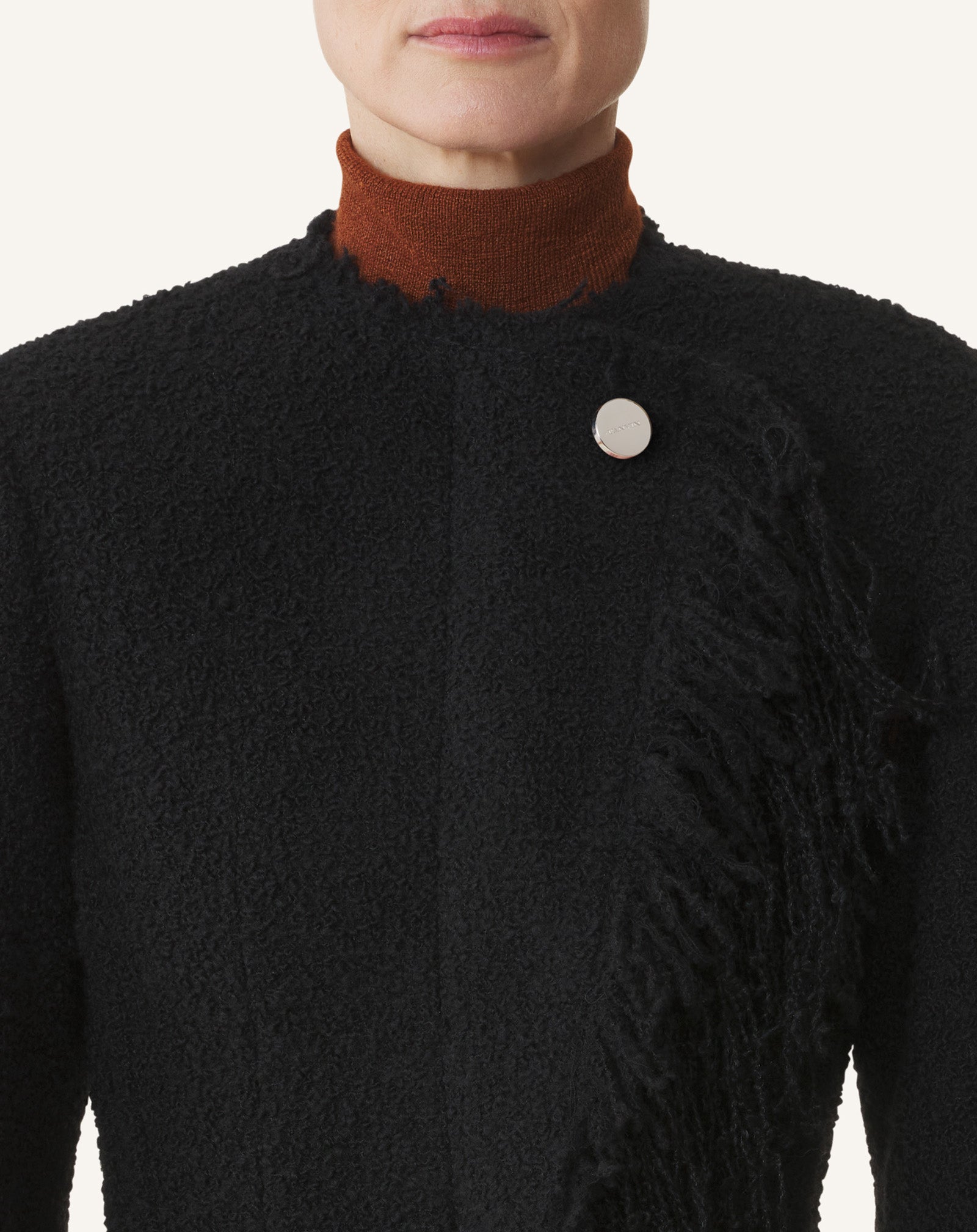 Black Asymmetrical Jacket In Bouclé Wool | Lanvin