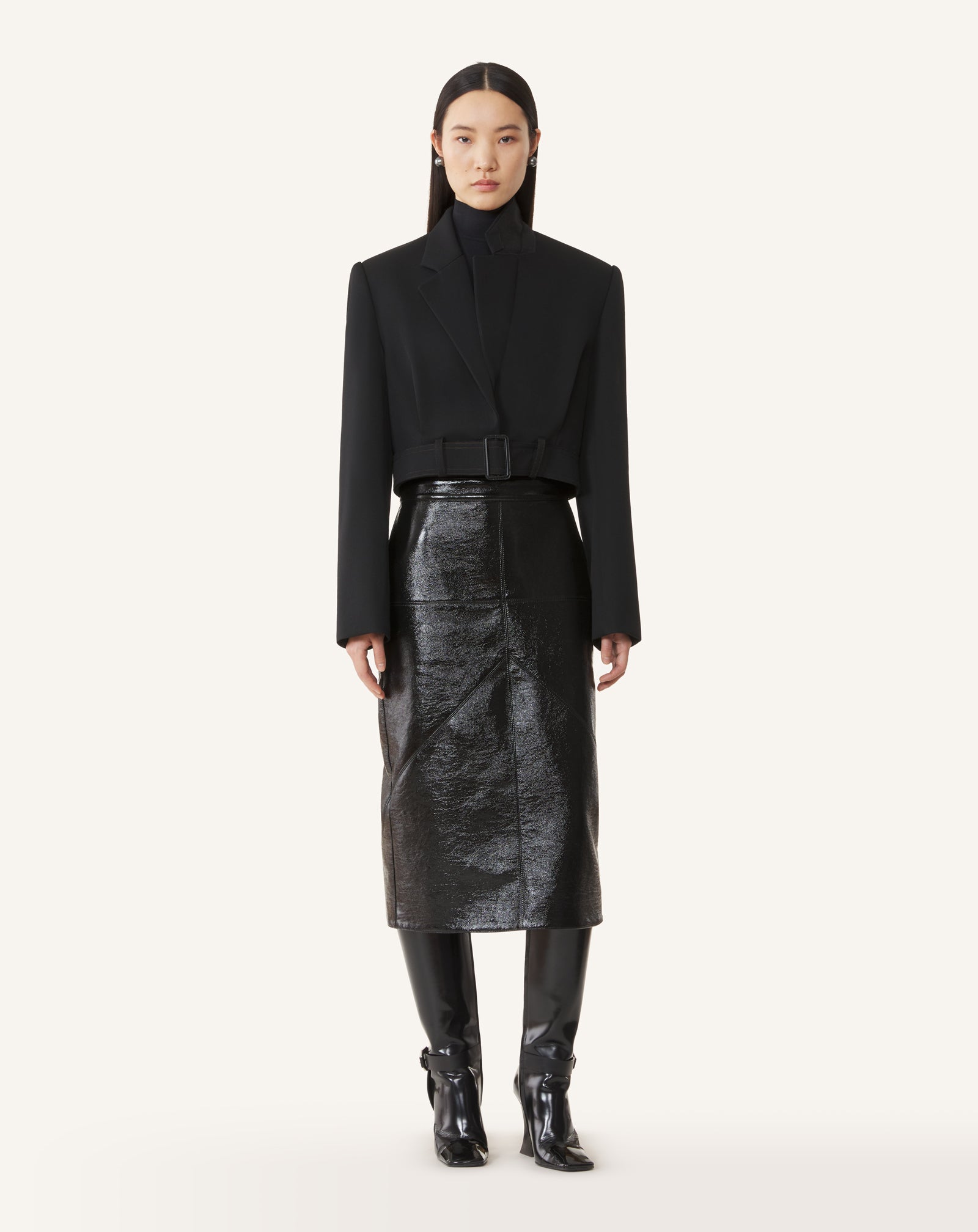 Black Short Belted Jacket In Wool | Lanvin