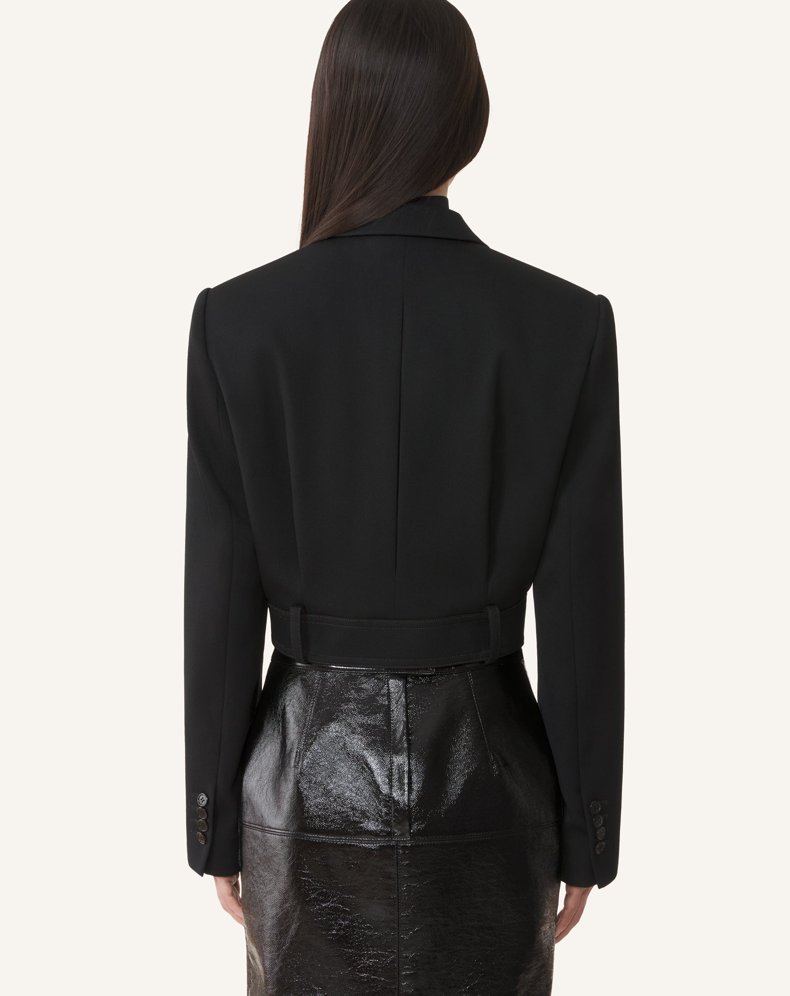 Black Short Belted Jacket In Wool | Lanvin