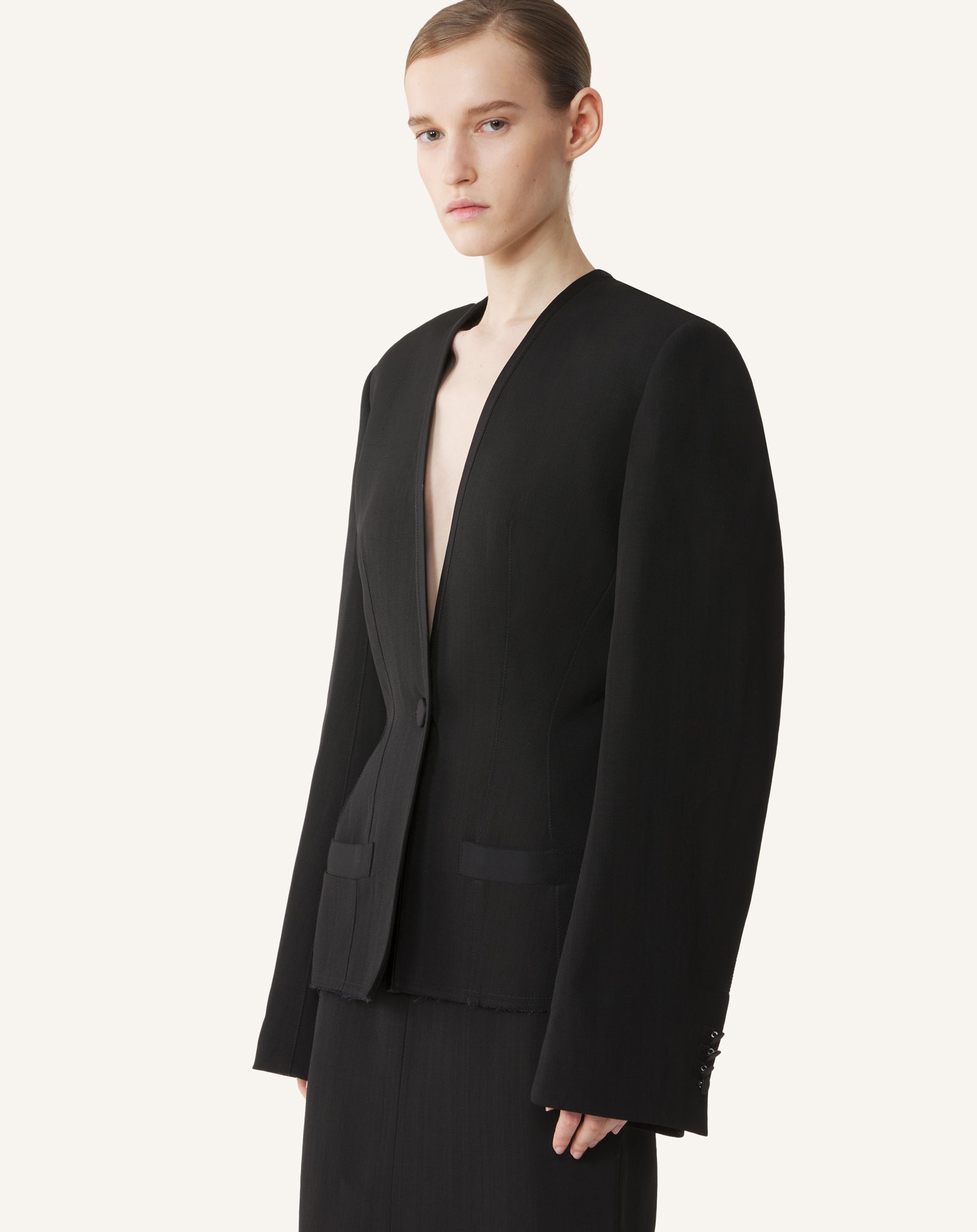 Black Silk And Viscose Open-back Jacket | Lanvin