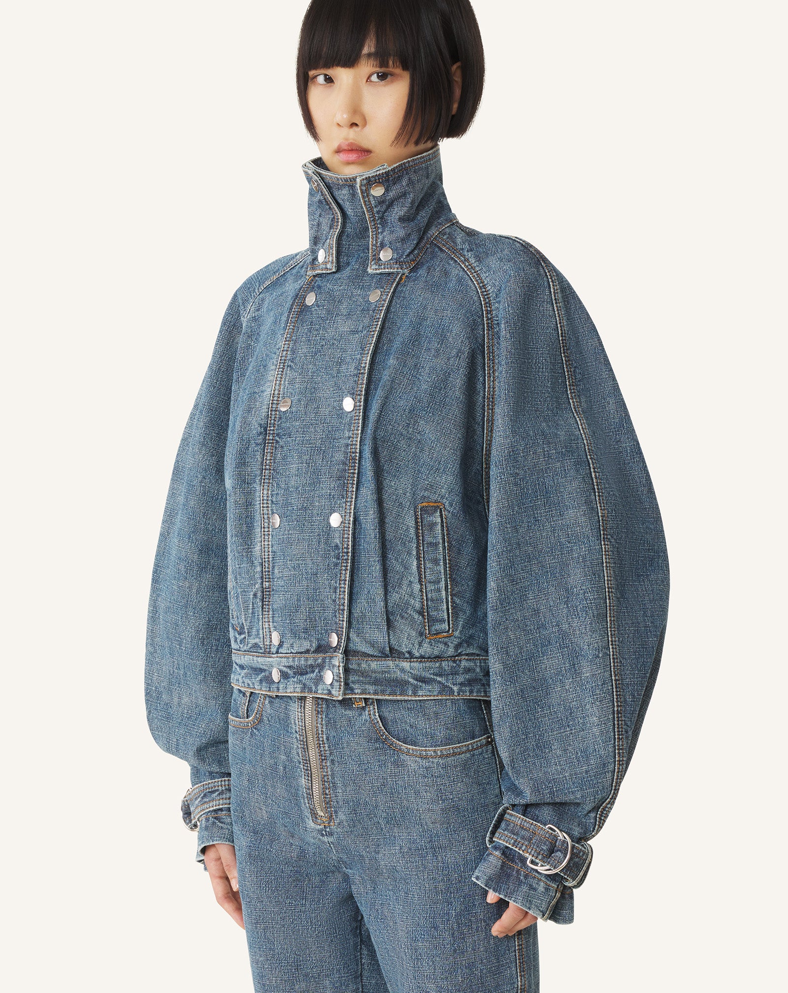 Blouson Court En Denim Blue | Lanvin