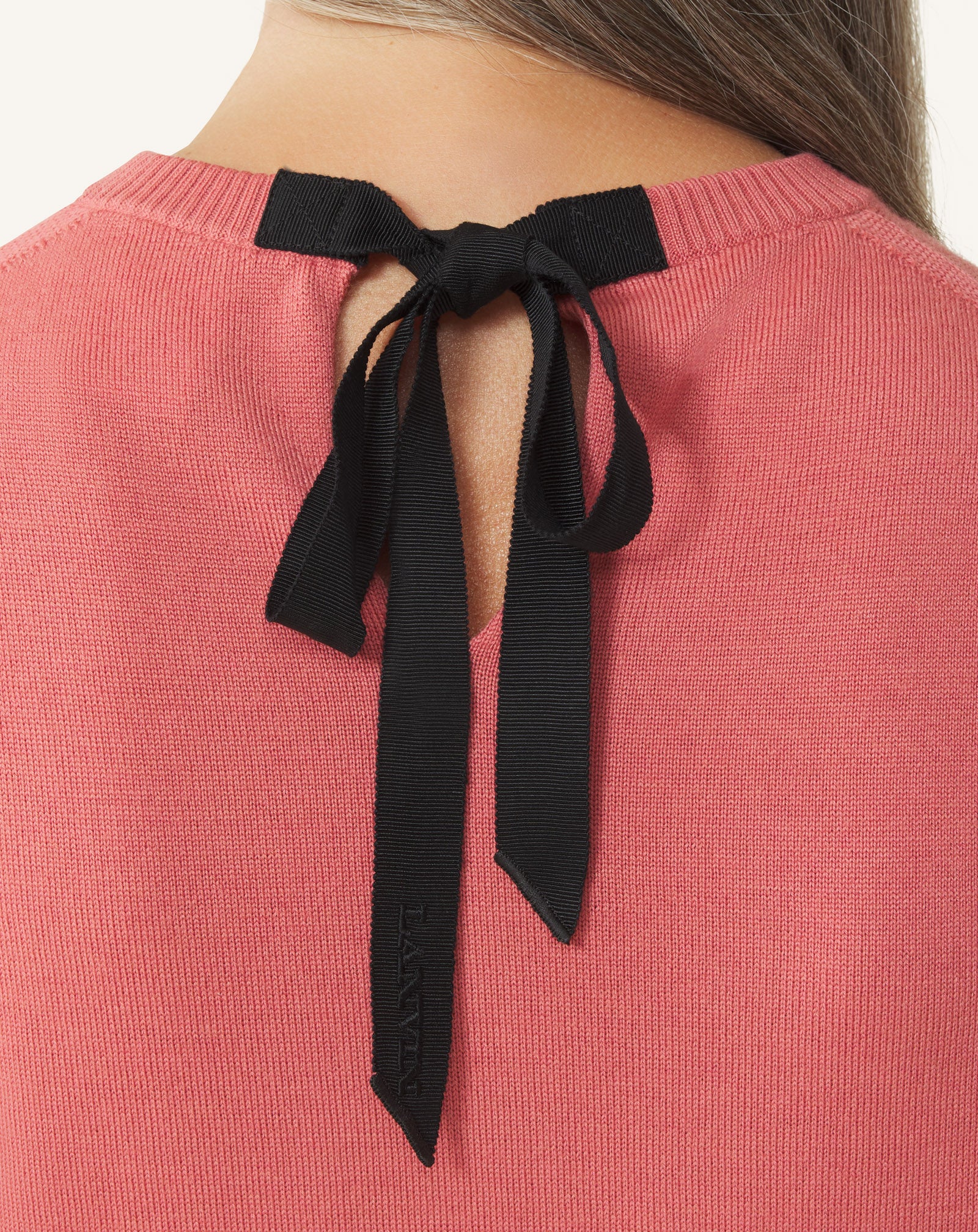 Pink Wool Sweater With Gros Grain Detail | Lanvin