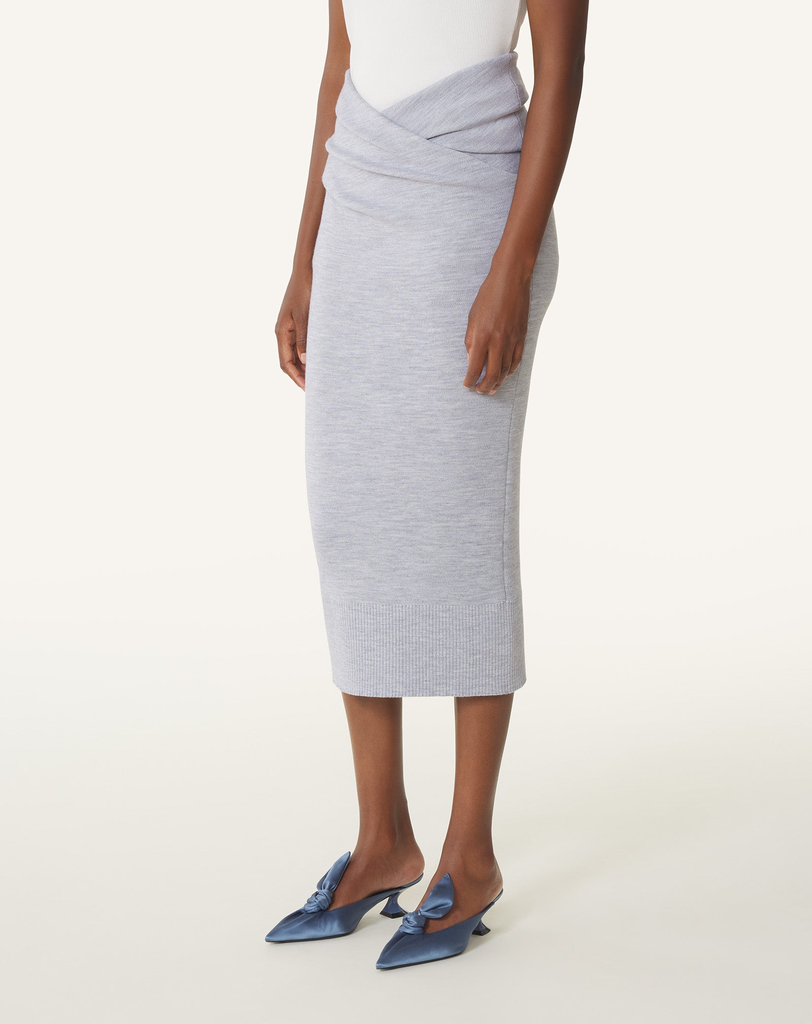 Black Draped Midi Skirt In Wool | Lanvin