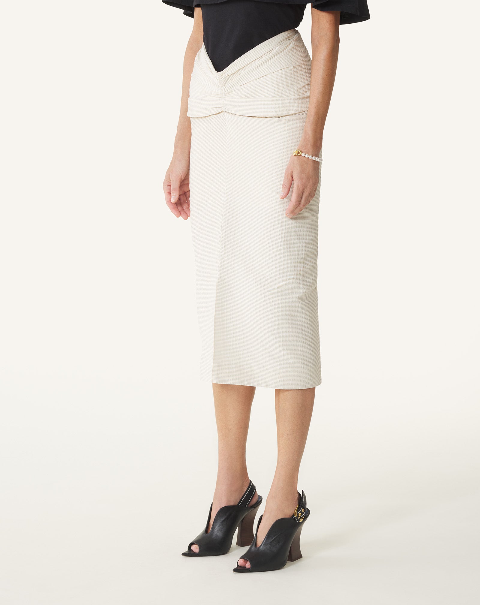 WHITE MIDI SKIRT IN JACQUARD