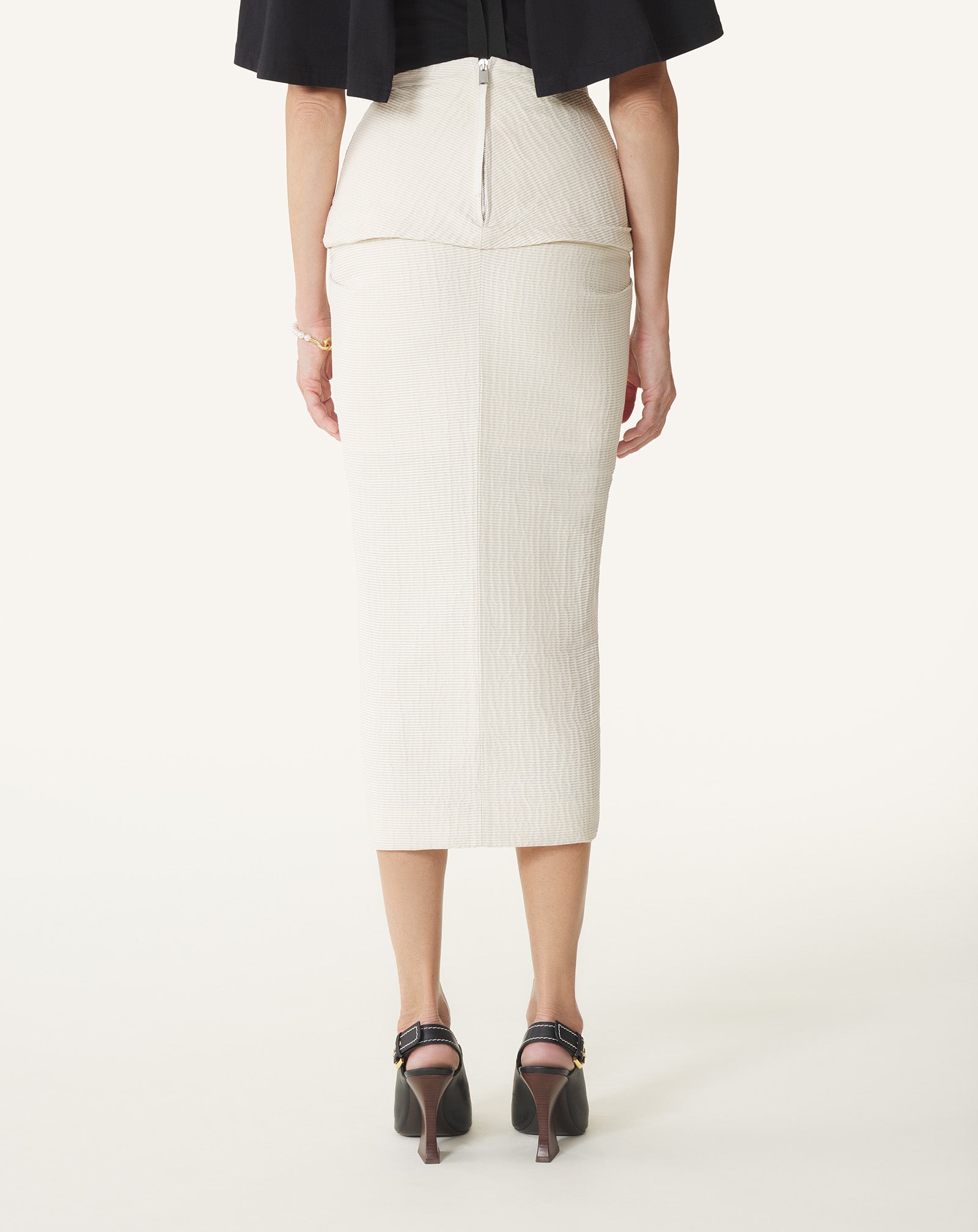 WHITE MIDI SKIRT IN JACQUARD