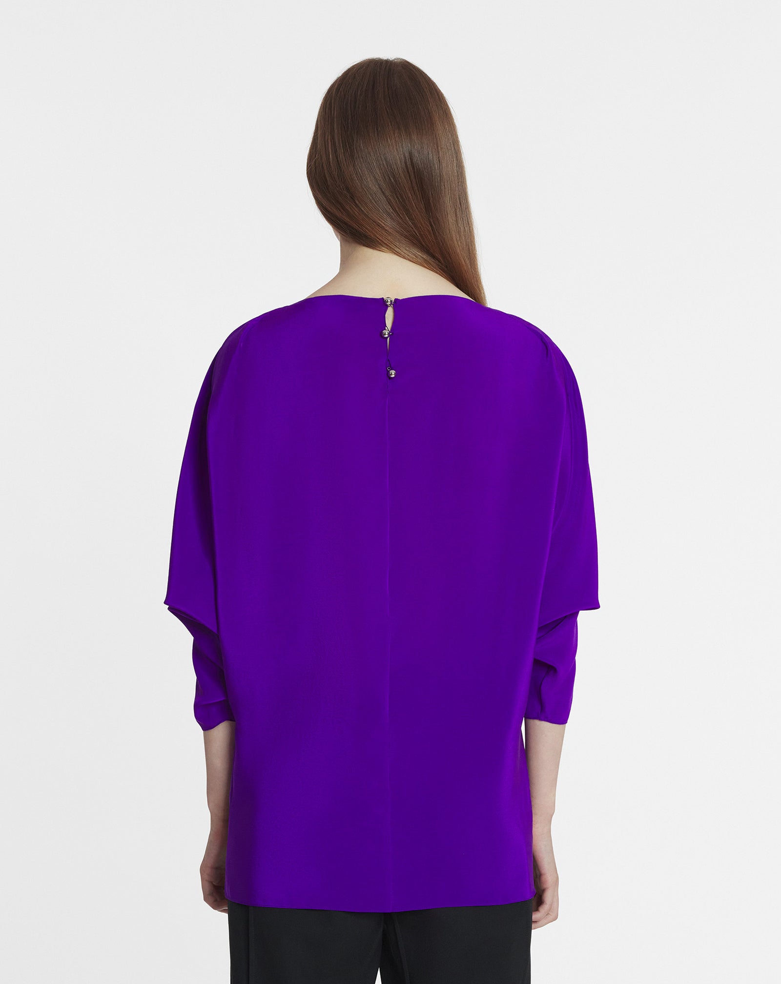 SILK TOP WITH OPENWORK SLEEVES