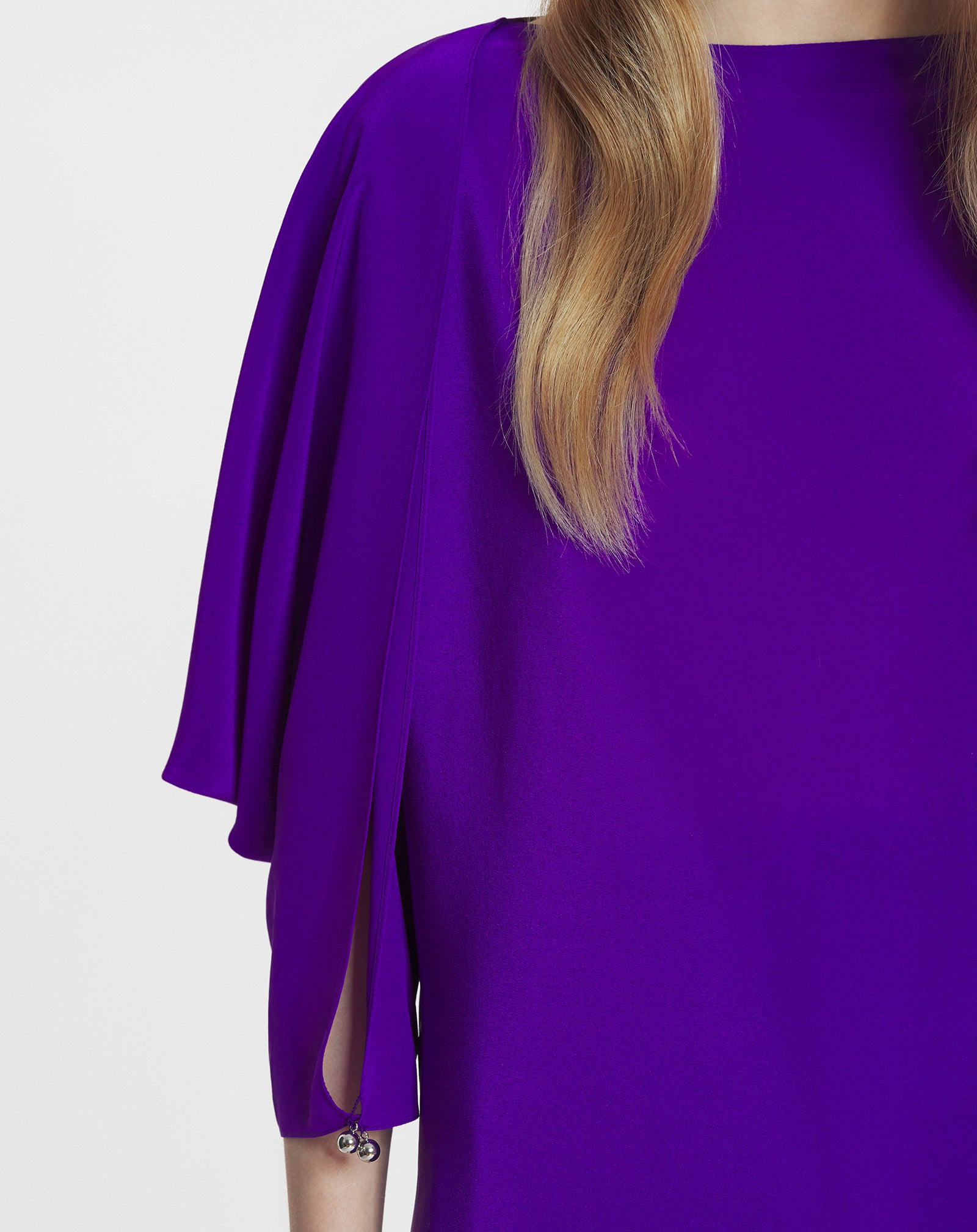 SILK TOP WITH OPENWORK SLEEVES