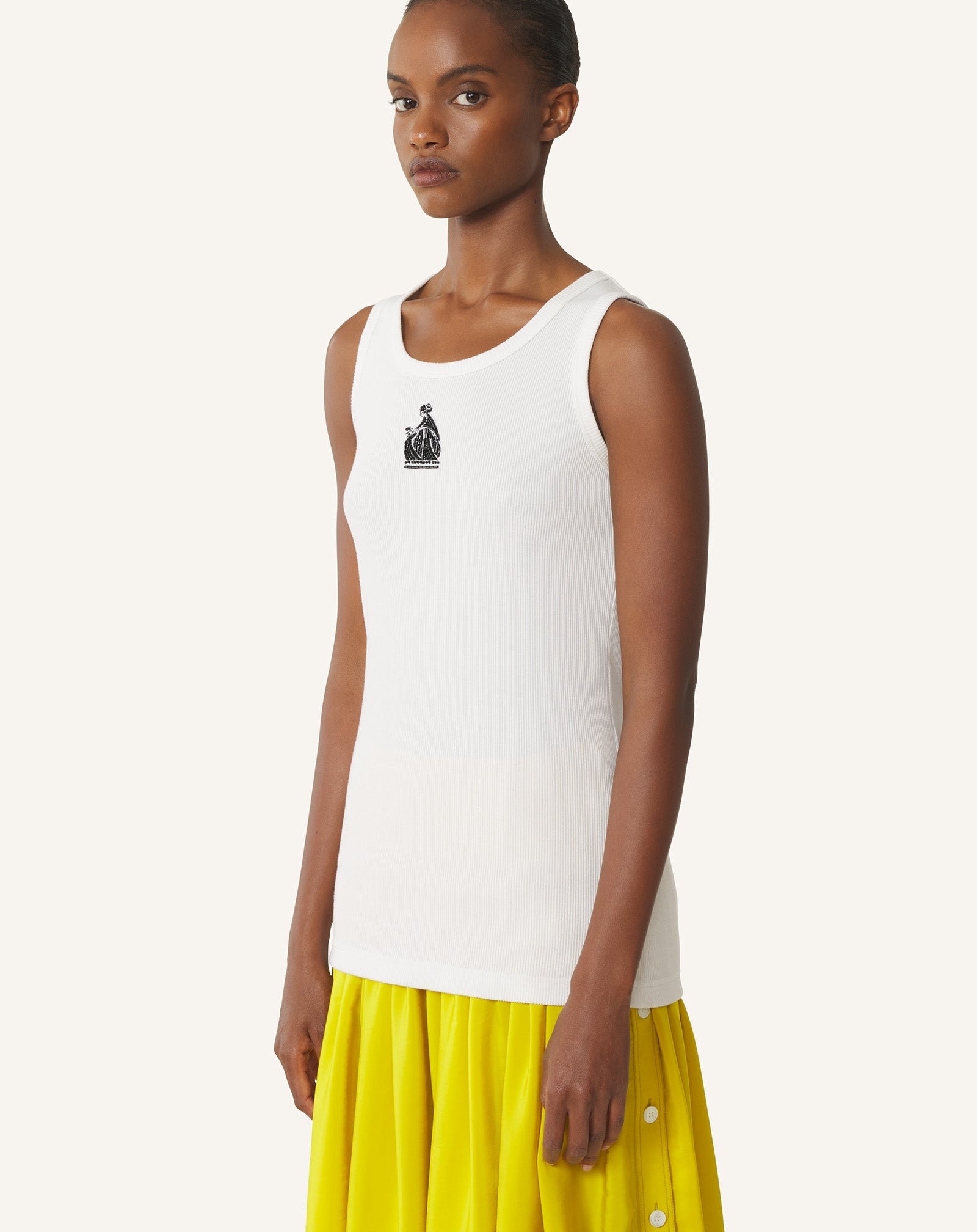 White Mother And Child Ribbed Tank Top | Lanvin