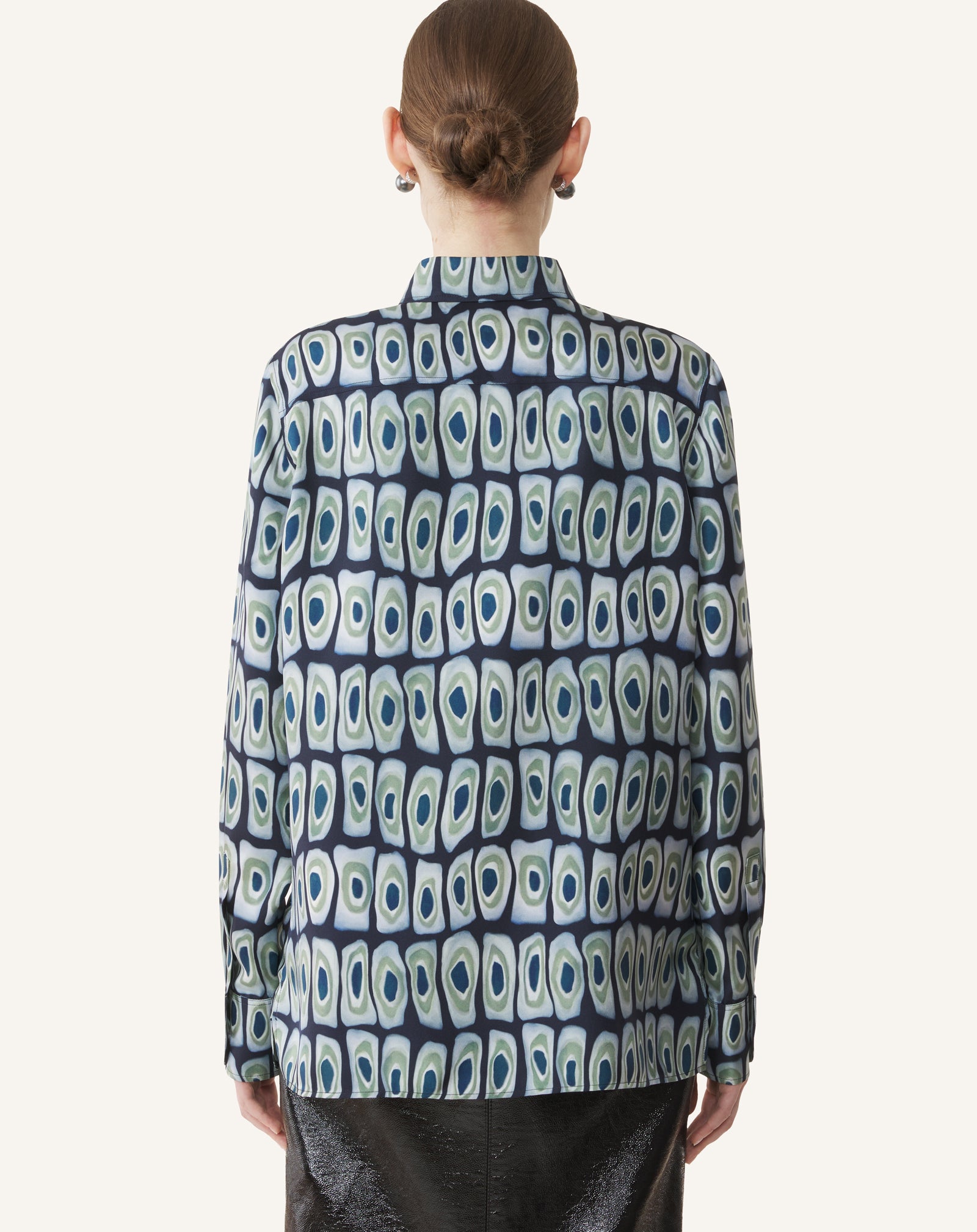GREEN CLASSIC PRINTED SHIRT IN SILK