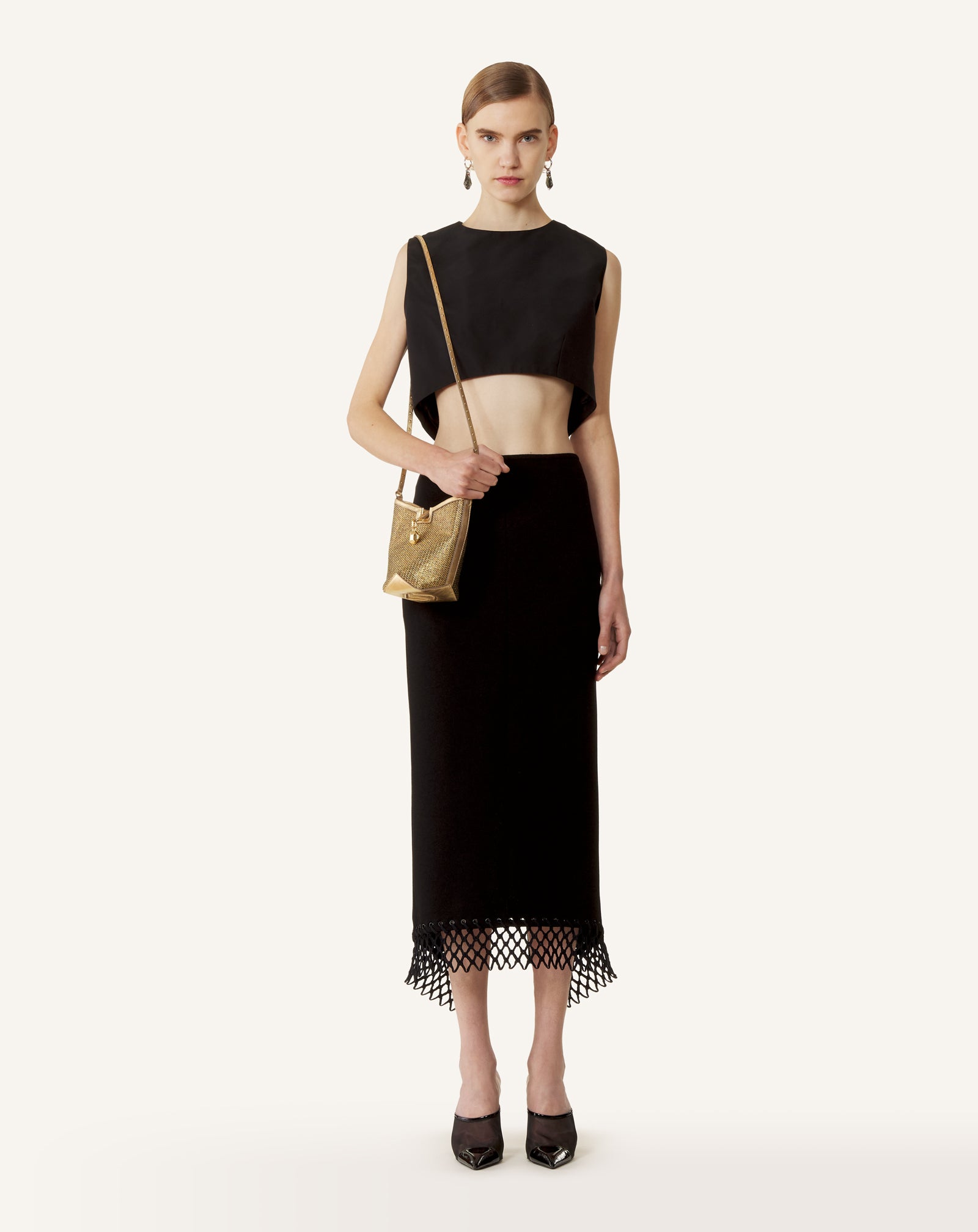 SILK FAILLE CROPPED TOP