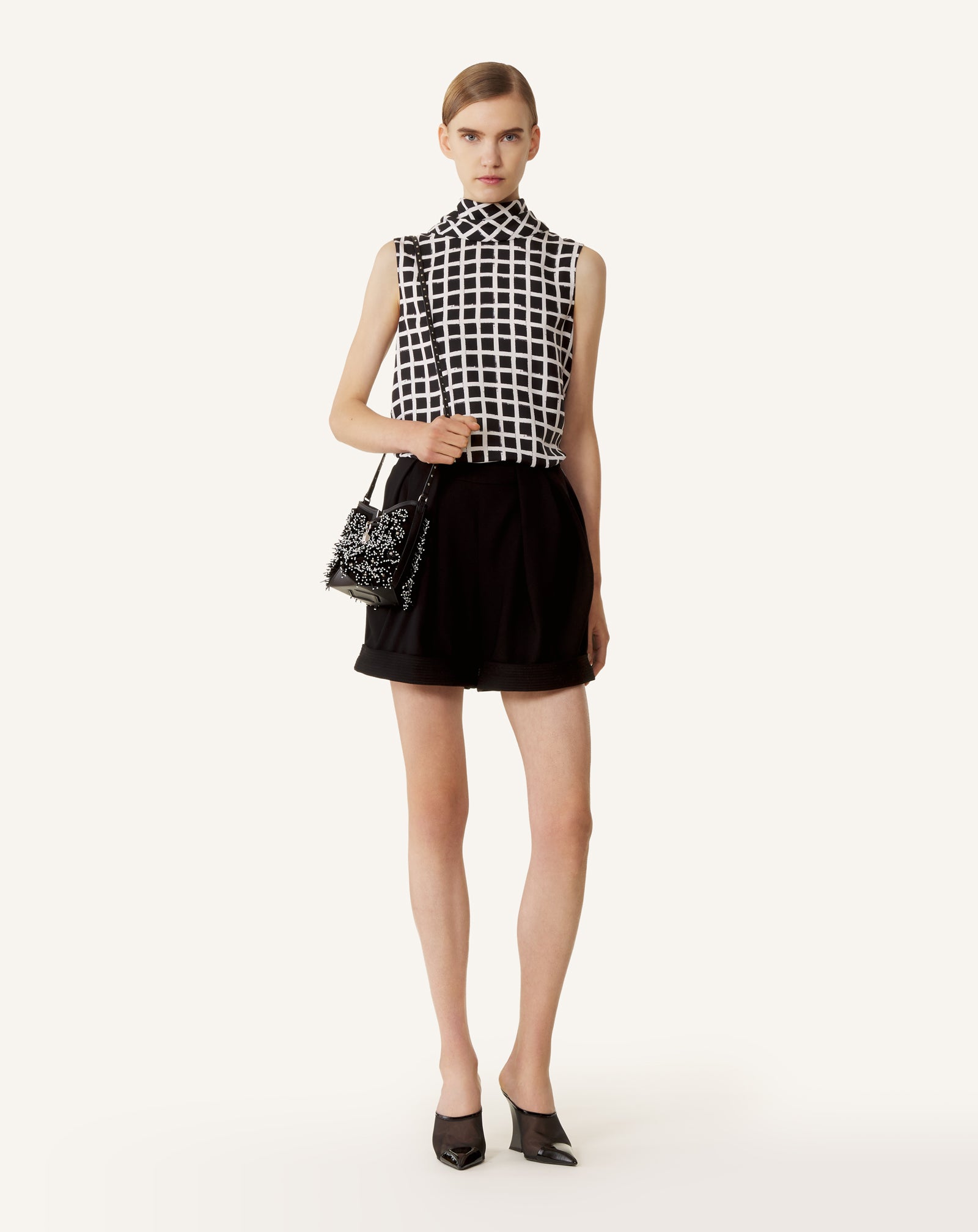 PRINTED SILK SLEEVELESS TOP