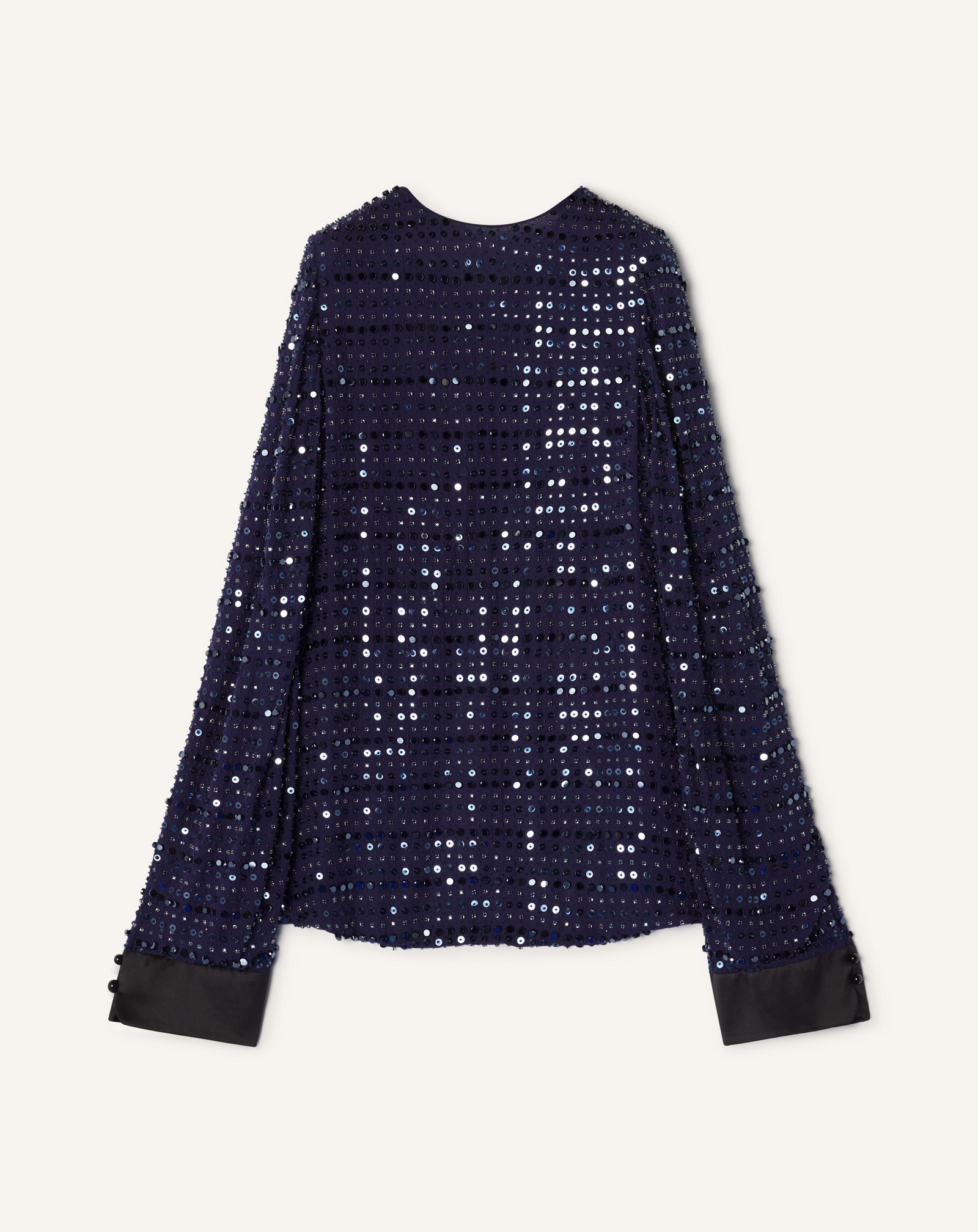 EMBROIDERED LONG SLEEVED SILK TOP