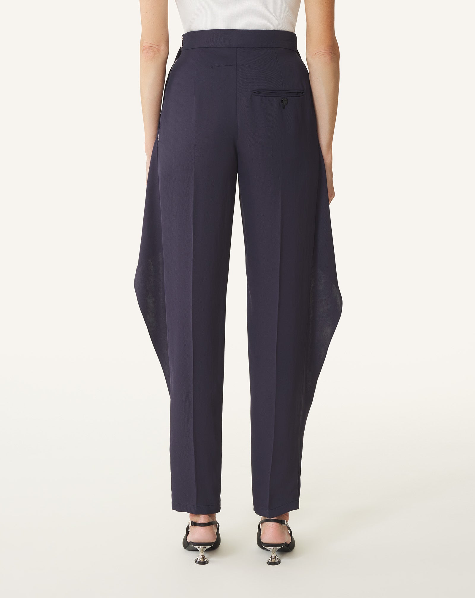 BLUE FRILLED TWILL PANTS