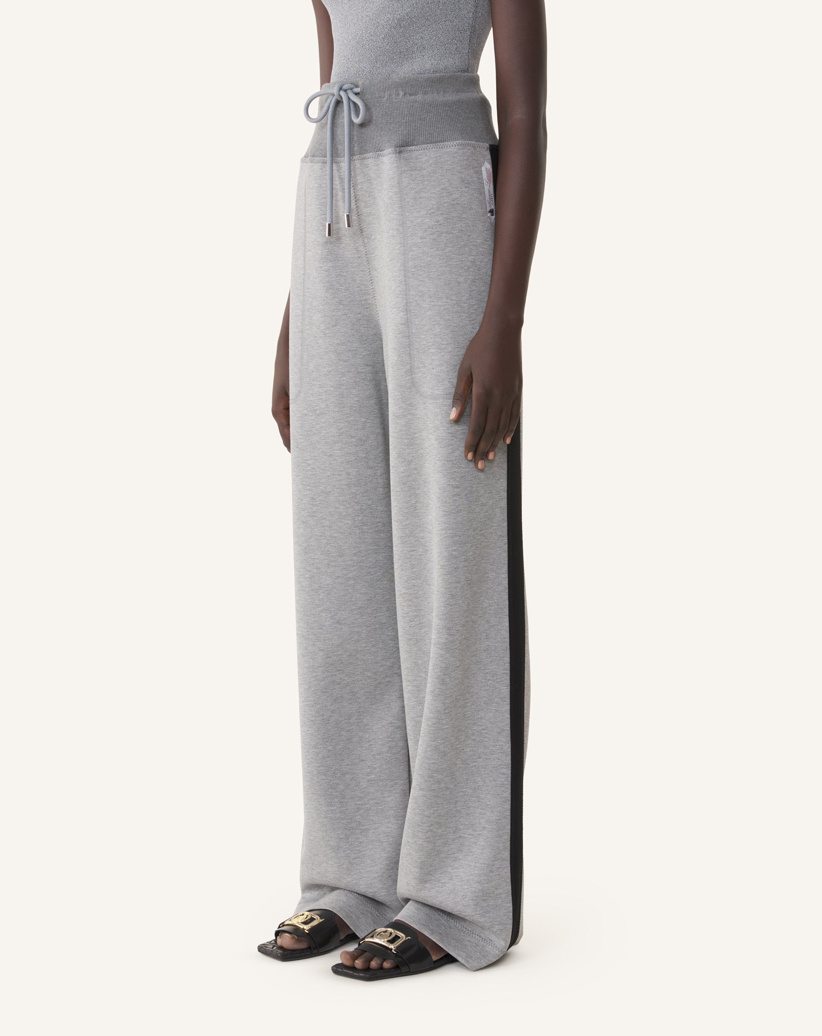 GREY WIDE JOGGING SUIT IN DOUBLE-FACED JERSEY