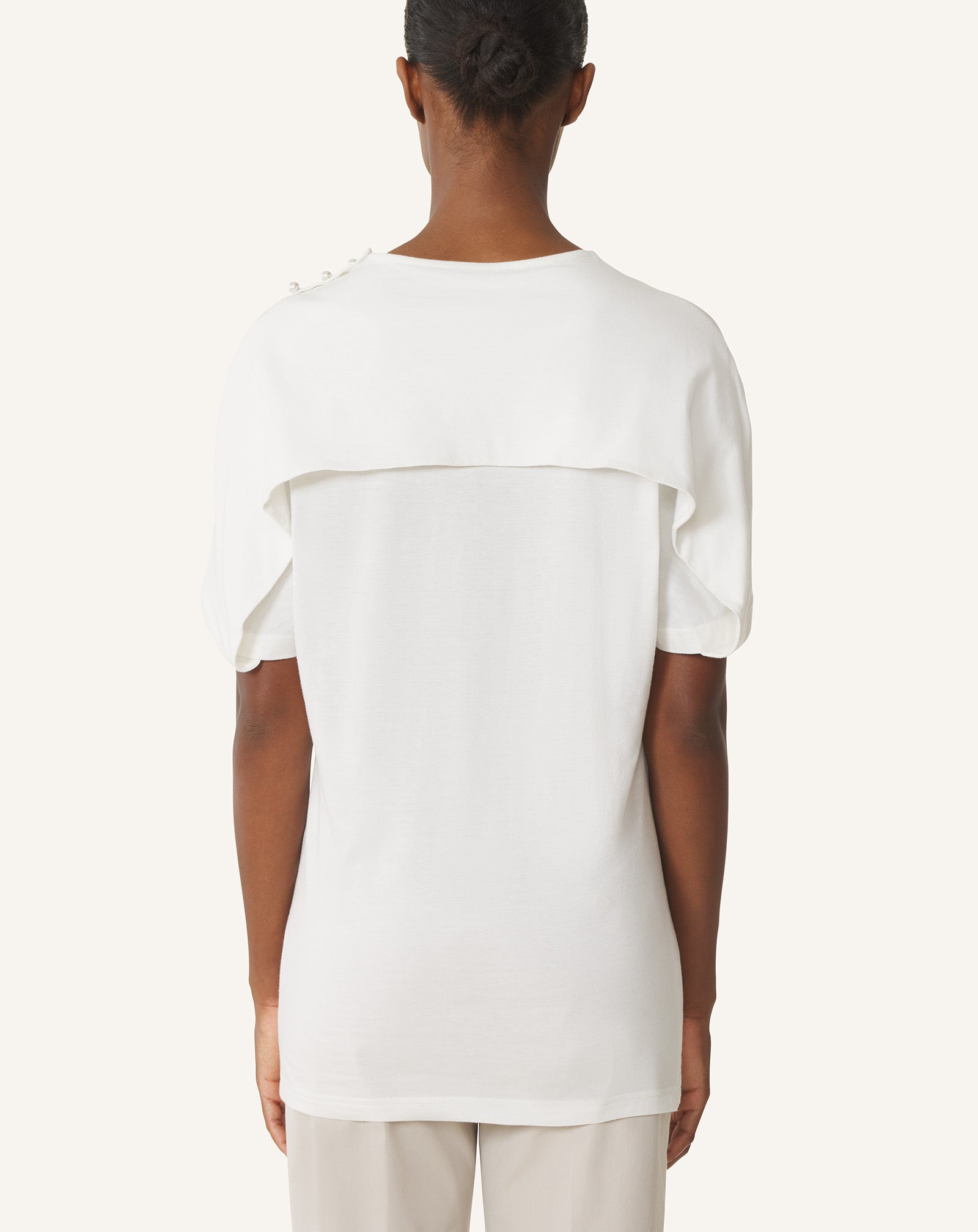 CAPE-EFFECT T-SHIRT IN COTTON AND SILK