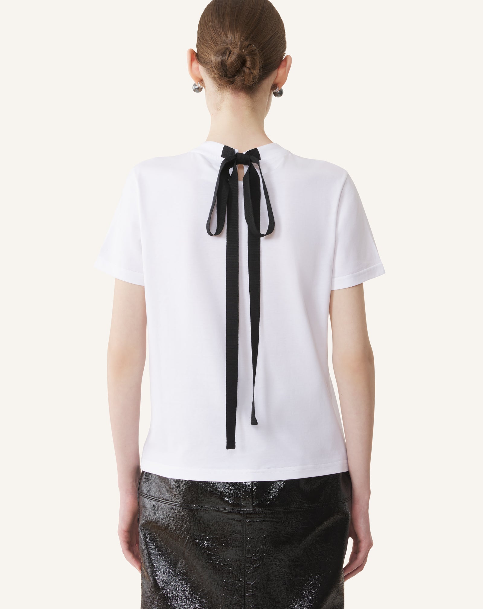 COTTON T-SHIRT WITH RIBBON DETAIL