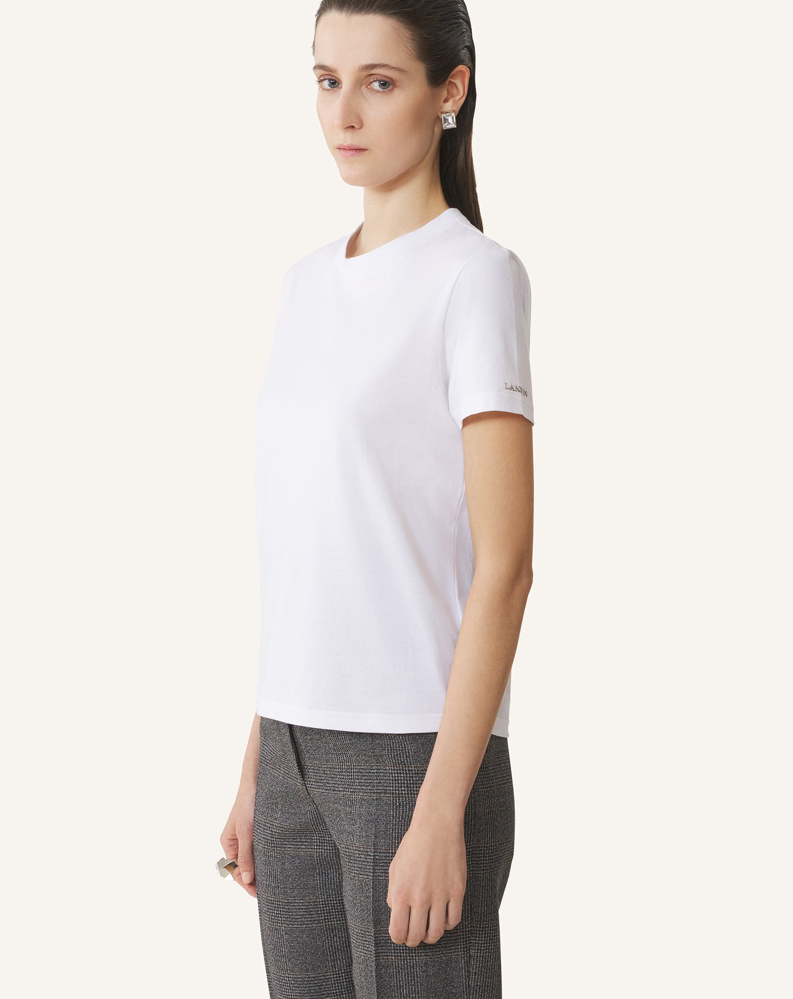 WHITE COTTON T-SHIRT WITH RIBBON DETAIL