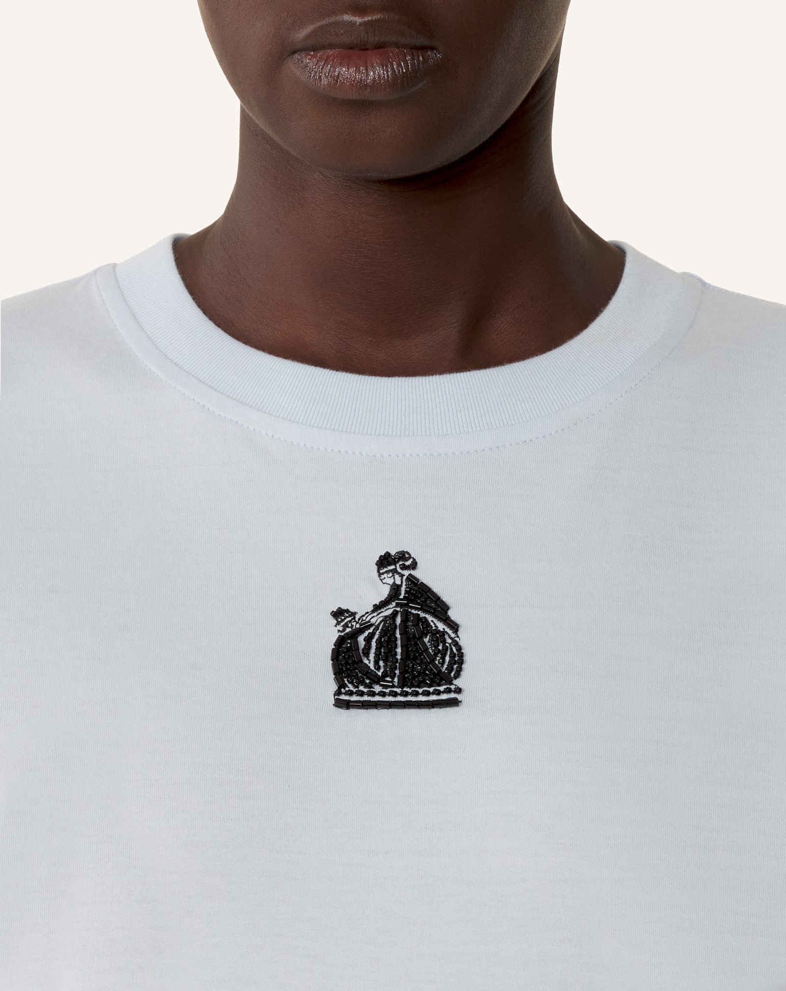 BLUE MOTHER AND DAUGHTER EMBROIDERED COTTON JERSEY T-SHIRT