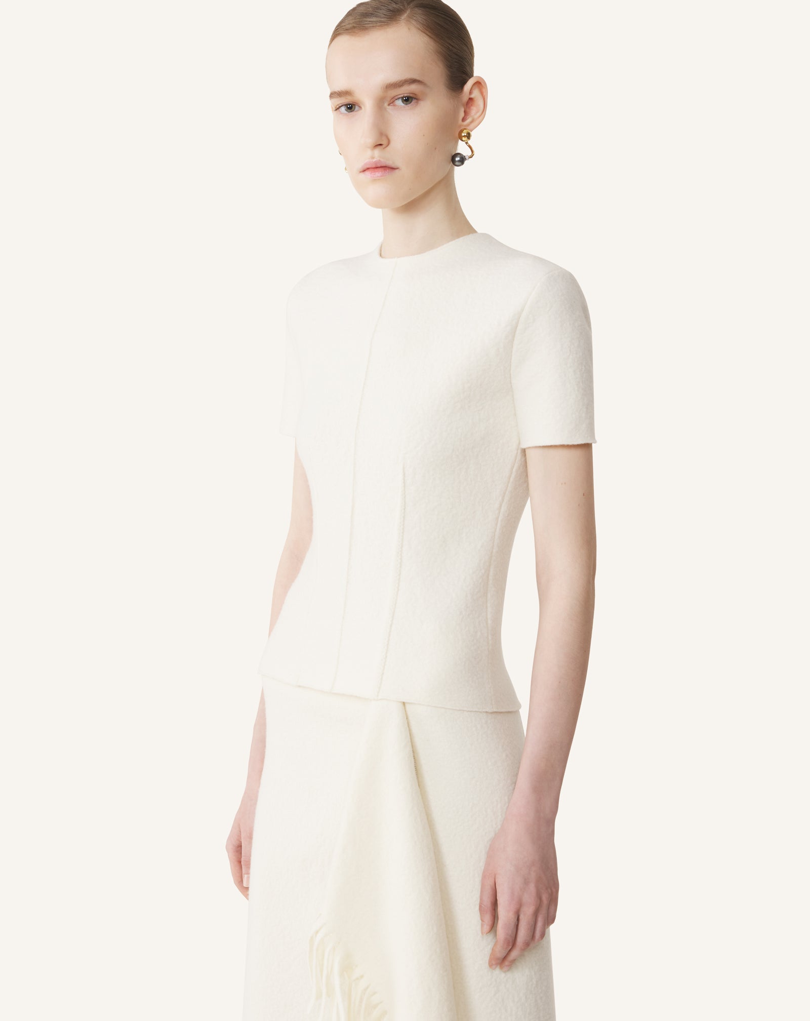 WHITE COTTON MESH T-SHIRT