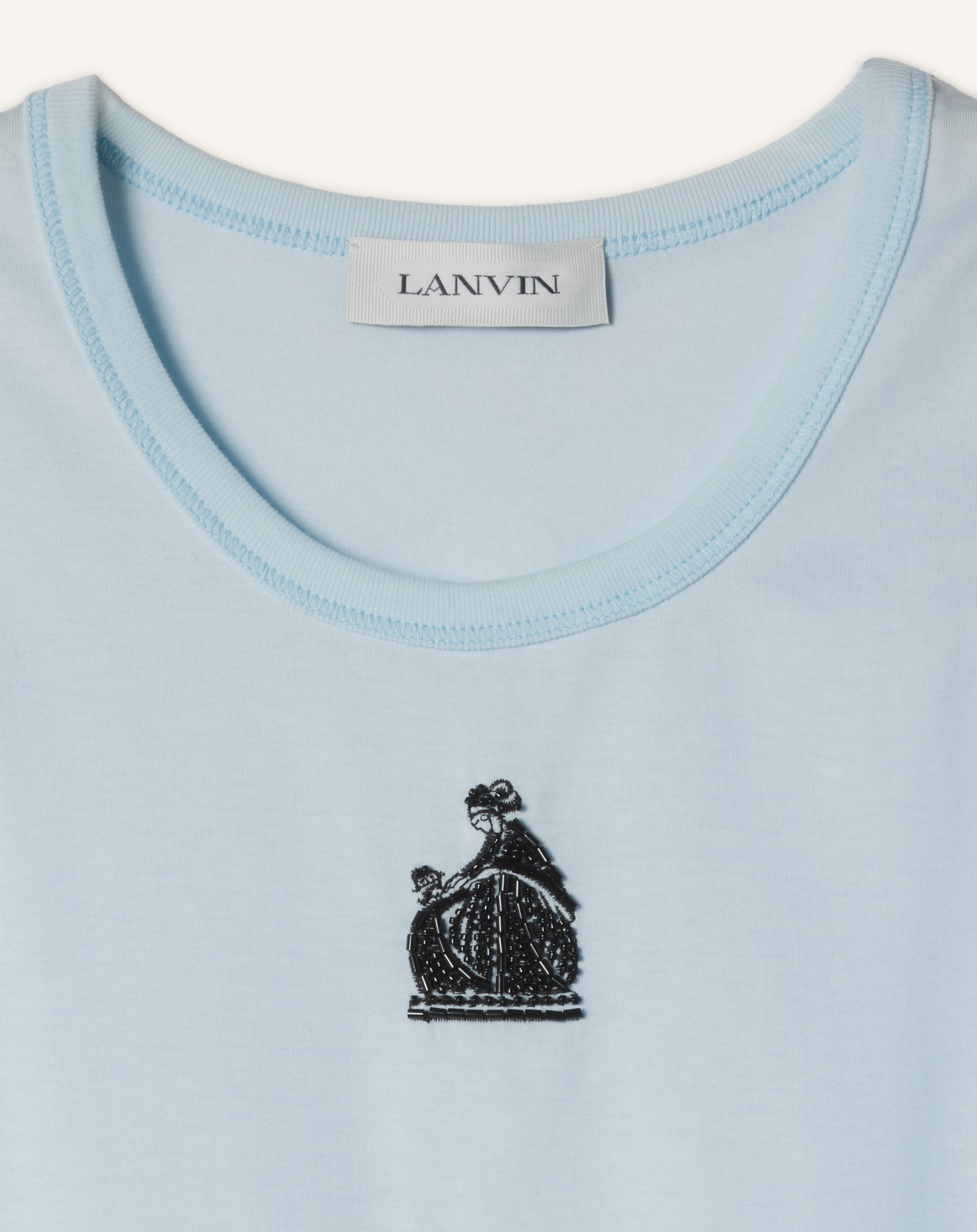 BLUE MOTHER AND DAUGHTER EMBROIDERED COTTON JERSEY TANK TOP