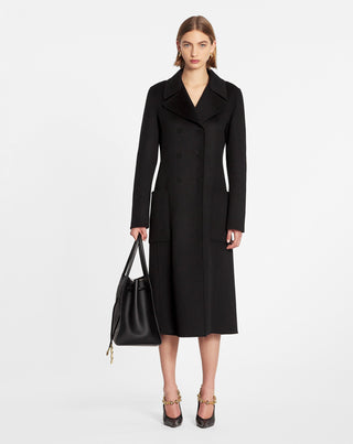 LONG COAT IN DOUBLE-FACED CASHMERE, BLACK