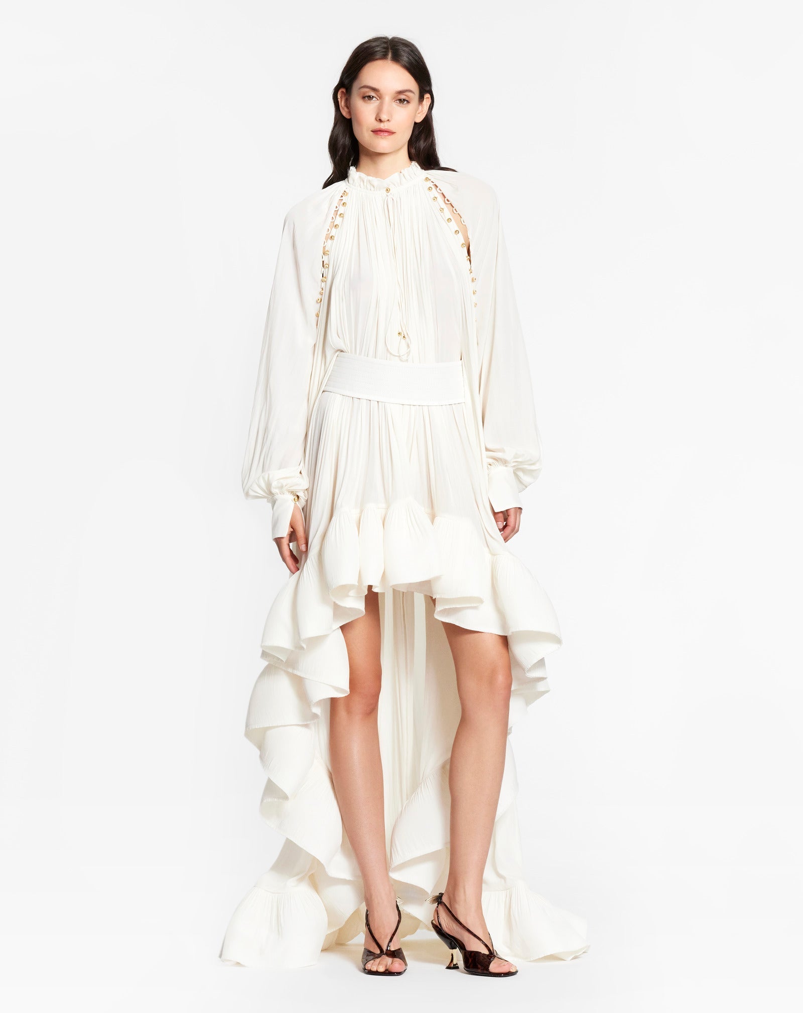 ASYMMETRICAL CHARMEUSE DRESS